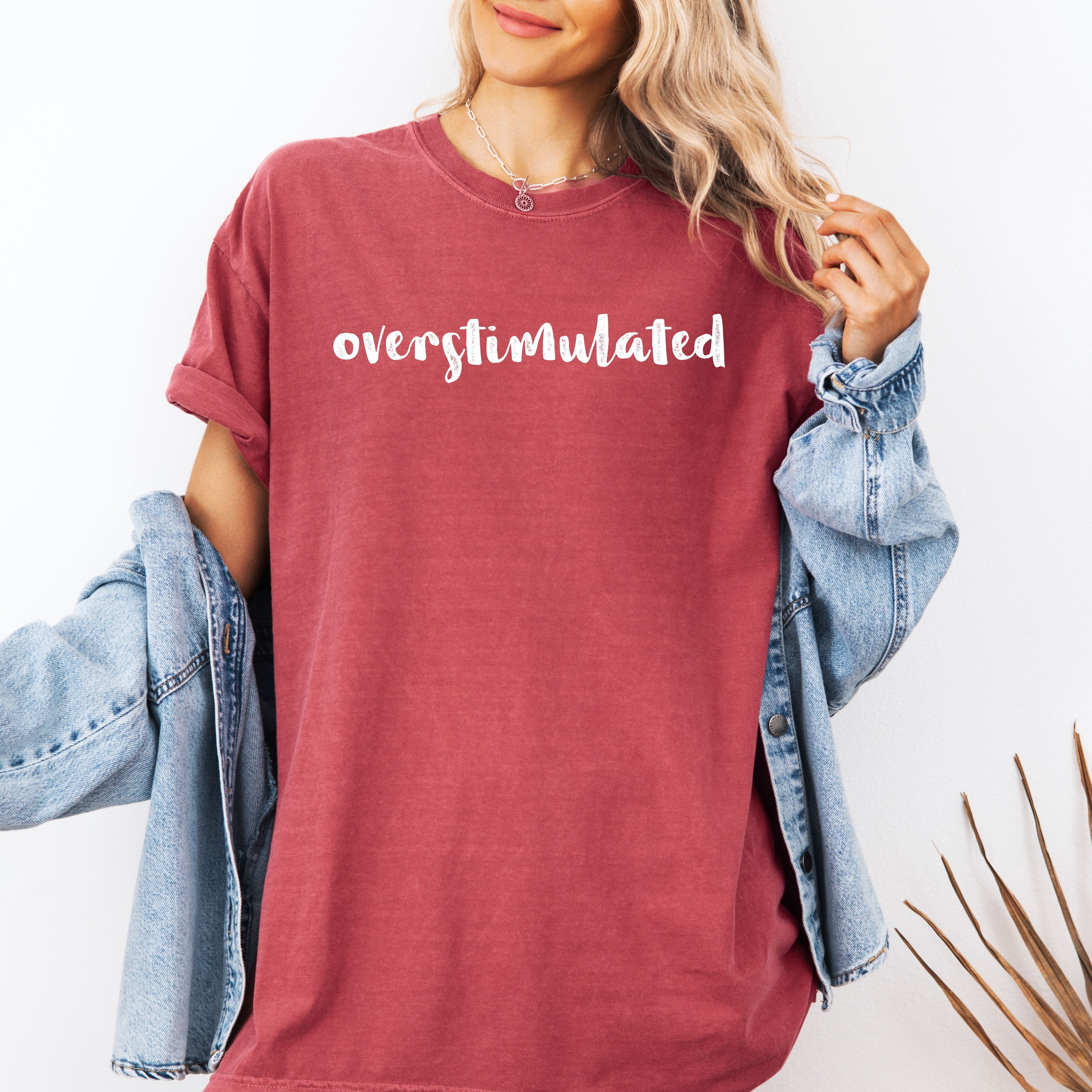 Overstimulated, Minimalist, Trendy, Mental Health, Gen Z, Funny, Sarcastic, Weird Core Tshirt Comfort Colors T-Shirt Refinery No. 1