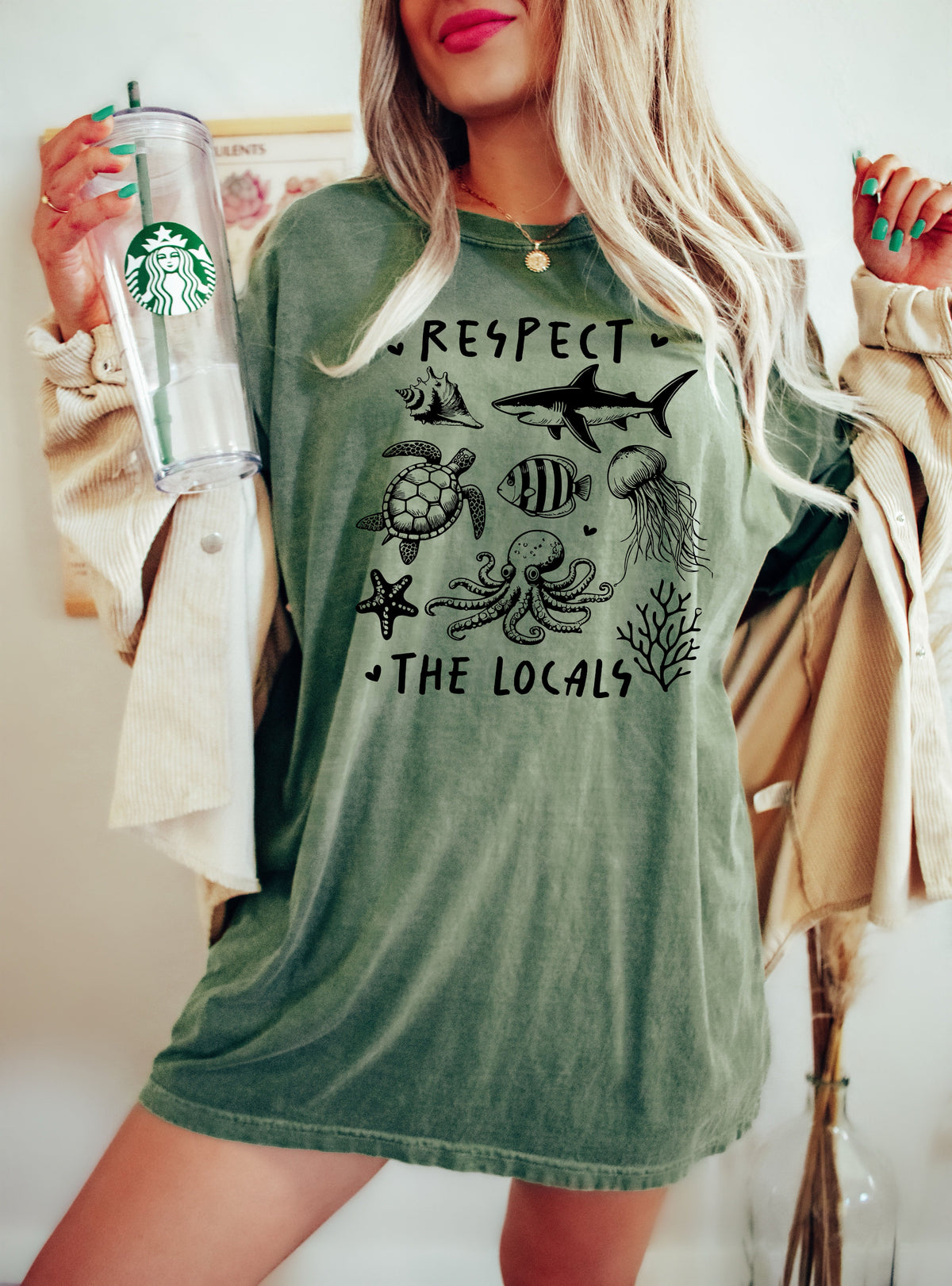 Respect The Locals Sea Life Turtle Lake Fishing Retro Summer Vintage Beach Comfort Colors Tee Refinery No. 1
