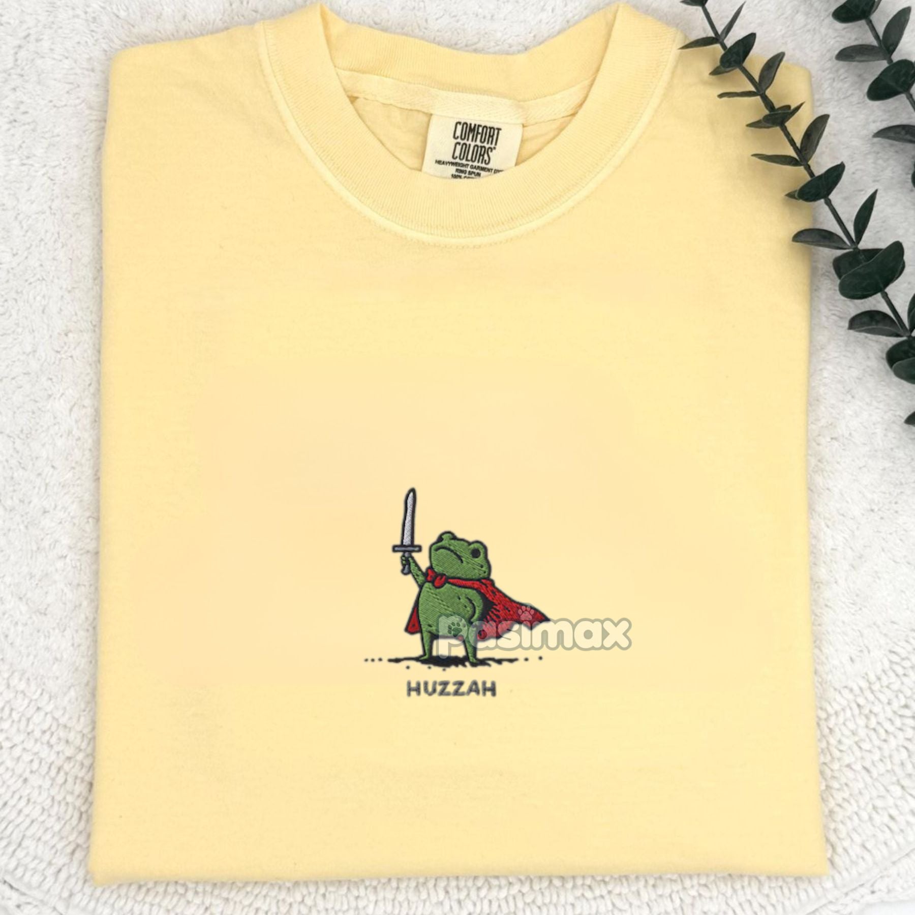 Medieval Frog Knight Comfort Colors T-Shirt – Embroidered Whimsical Fantasy Tee Pasimax