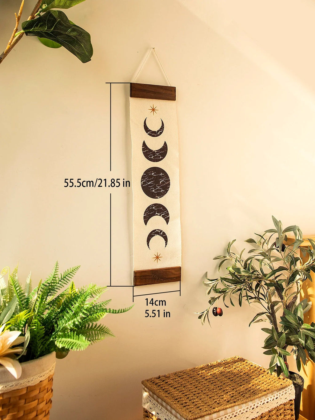 Butterfly & Moon Phase Banner Tapestry Green Witch Creations