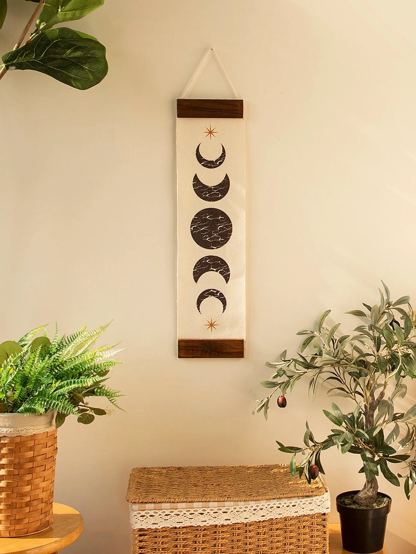 Butterfly & Moon Phase Banner Tapestry Green Witch Creations