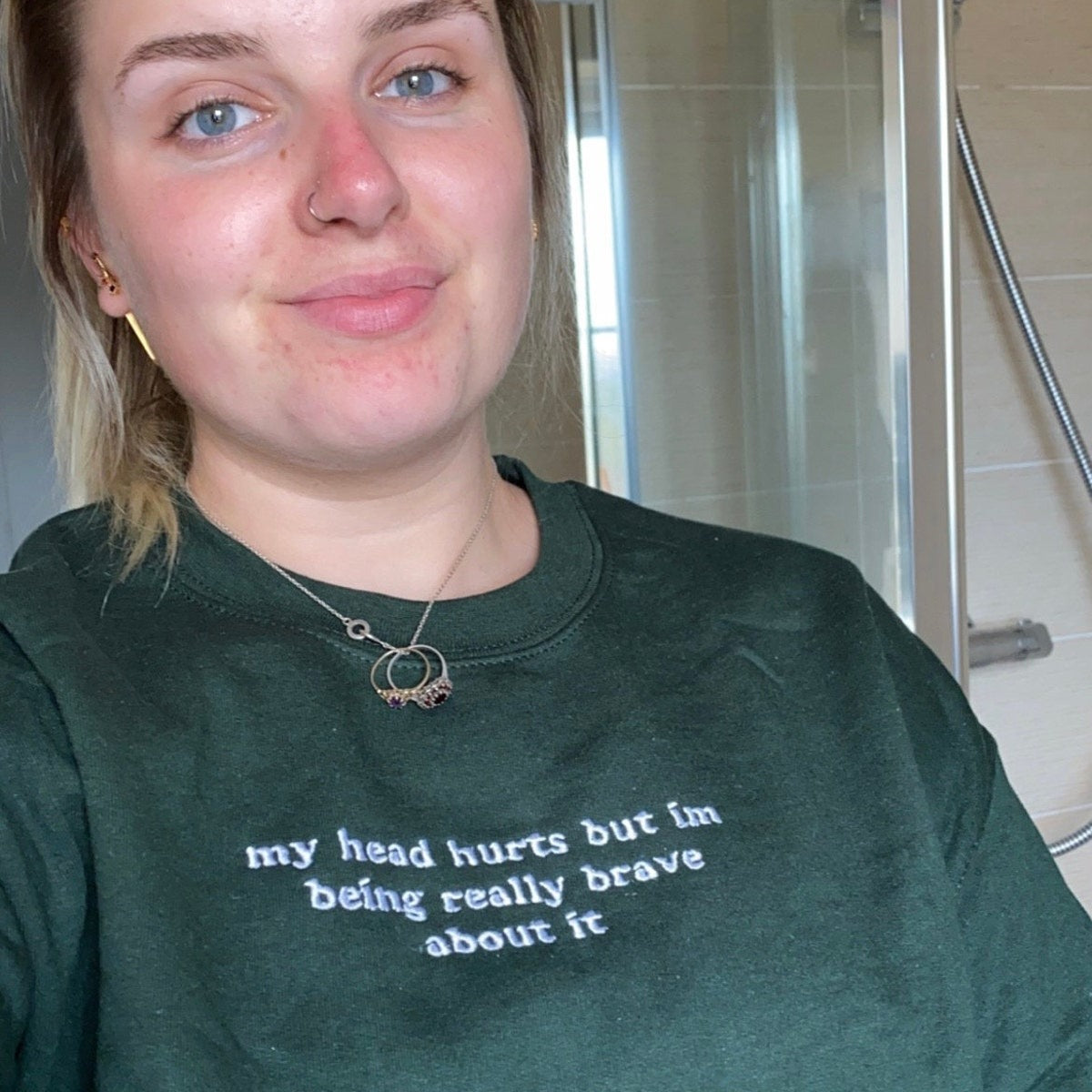 My Head Hurts Embroidered Sweatshirt, Funny Crewnecks, Chronic Pain, Gift for Her and Him, Migraines, Headache Gift Dog Mom Hat