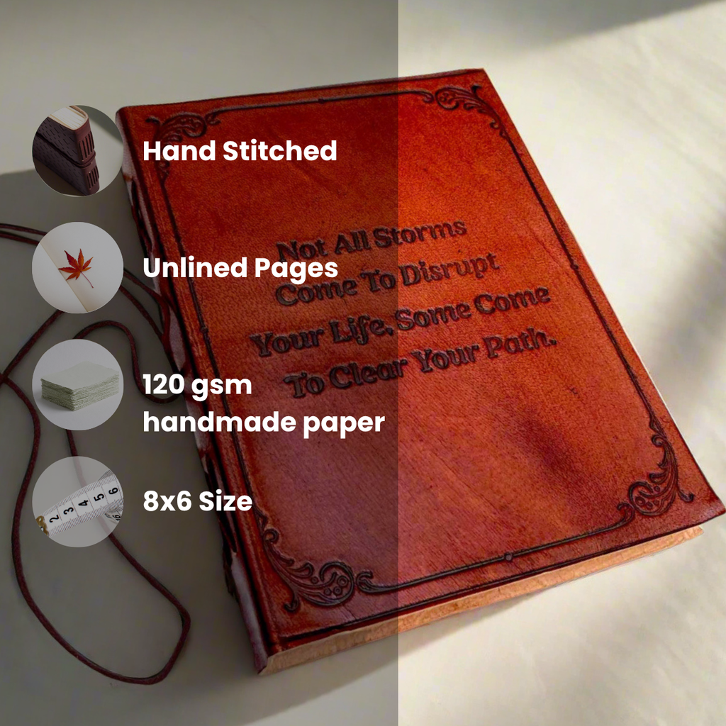 "Not All Storms" Leather Journal - For Resilience & New Beginnings Soothi