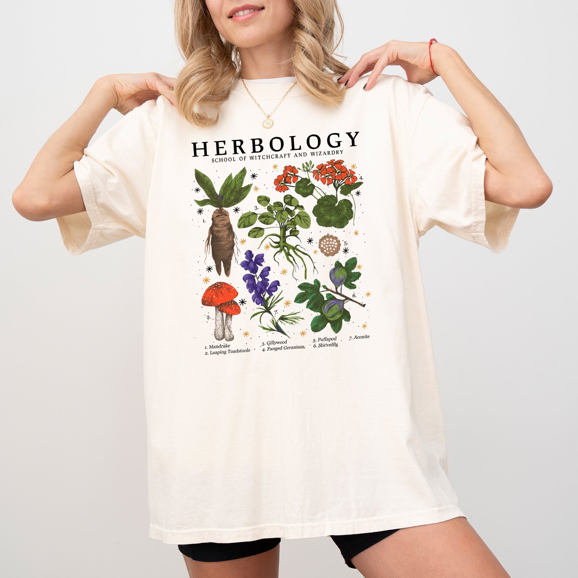 Herbology Mushroom Skeleton Ghost Witch Meme Halloween Spooky Costume Comfort Colors Tee Refinery No. 1
