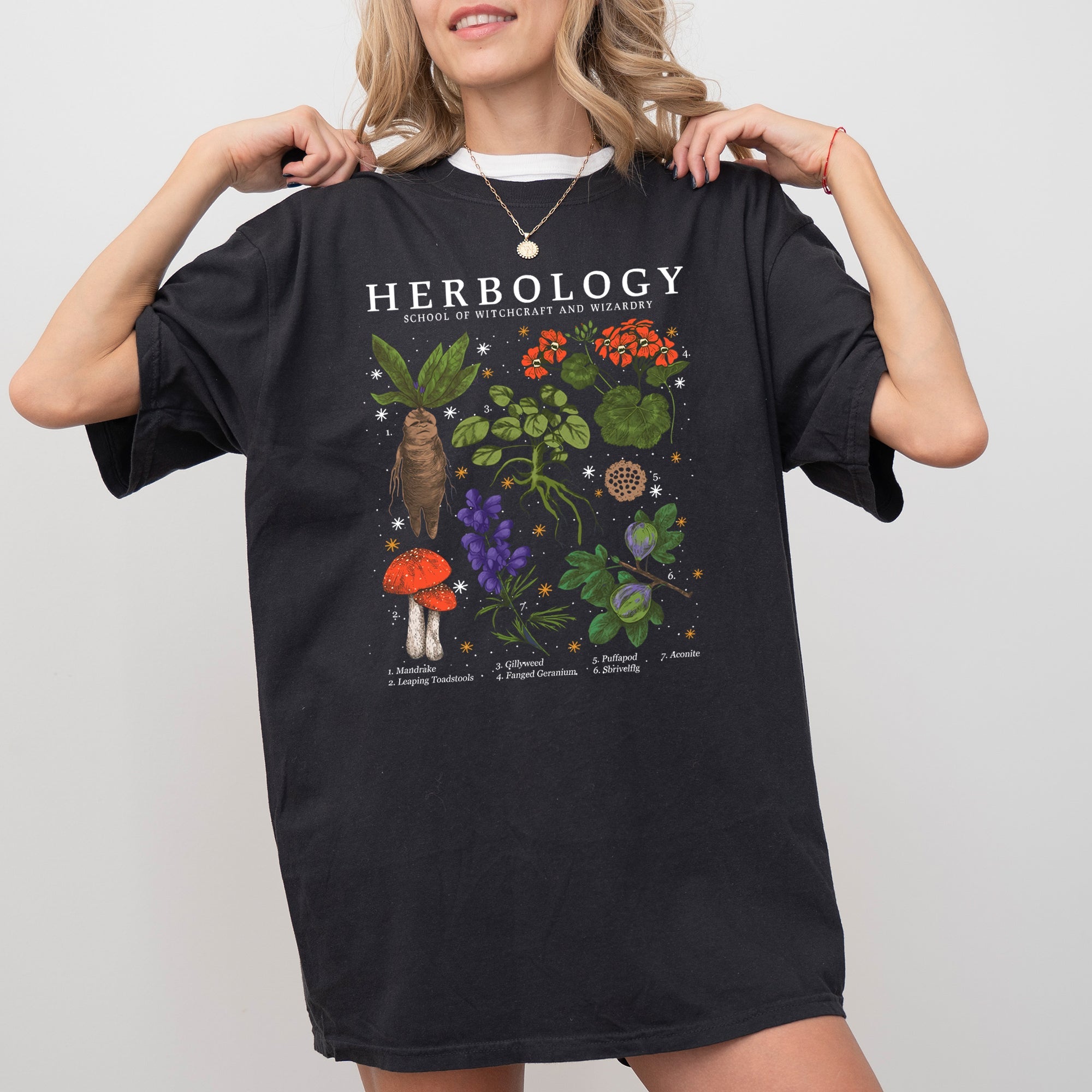 Herbology Mushroom Skeleton Ghost Witch Meme Halloween Spooky Costume Comfort Colors Tee Refinery No. 1