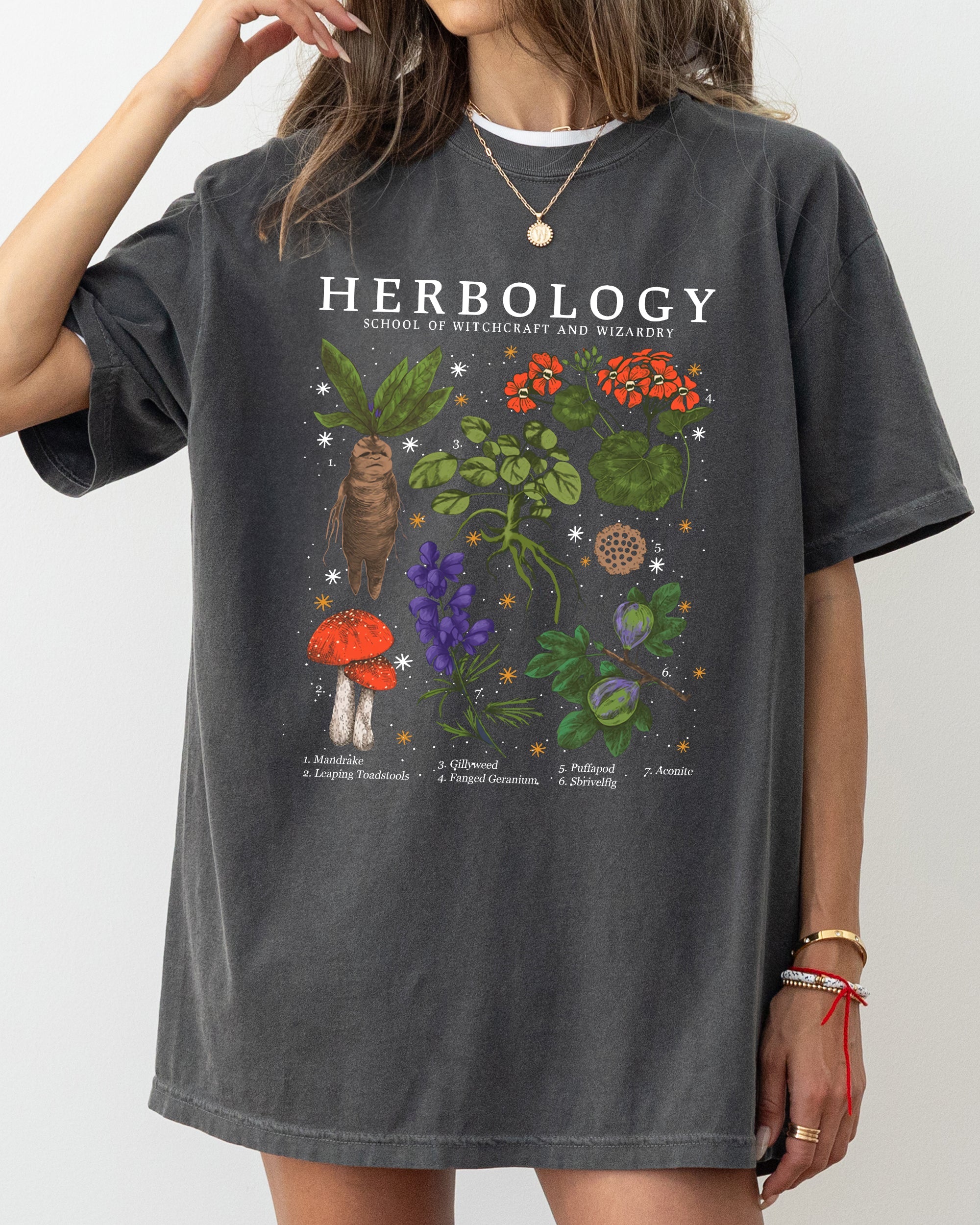 Herbology Mushroom Skeleton Ghost Witch Meme Halloween Spooky Costume Comfort Colors Tee Refinery No. 1