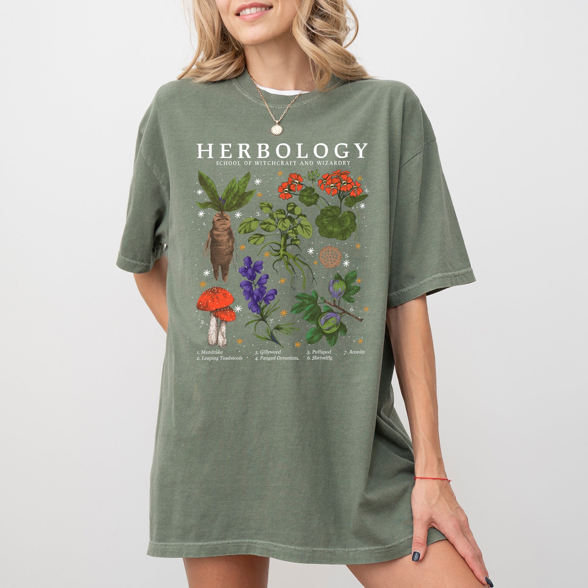 Herbology Mushroom Skeleton Ghost Witch Meme Halloween Spooky Costume Comfort Colors Tee Refinery No. 1