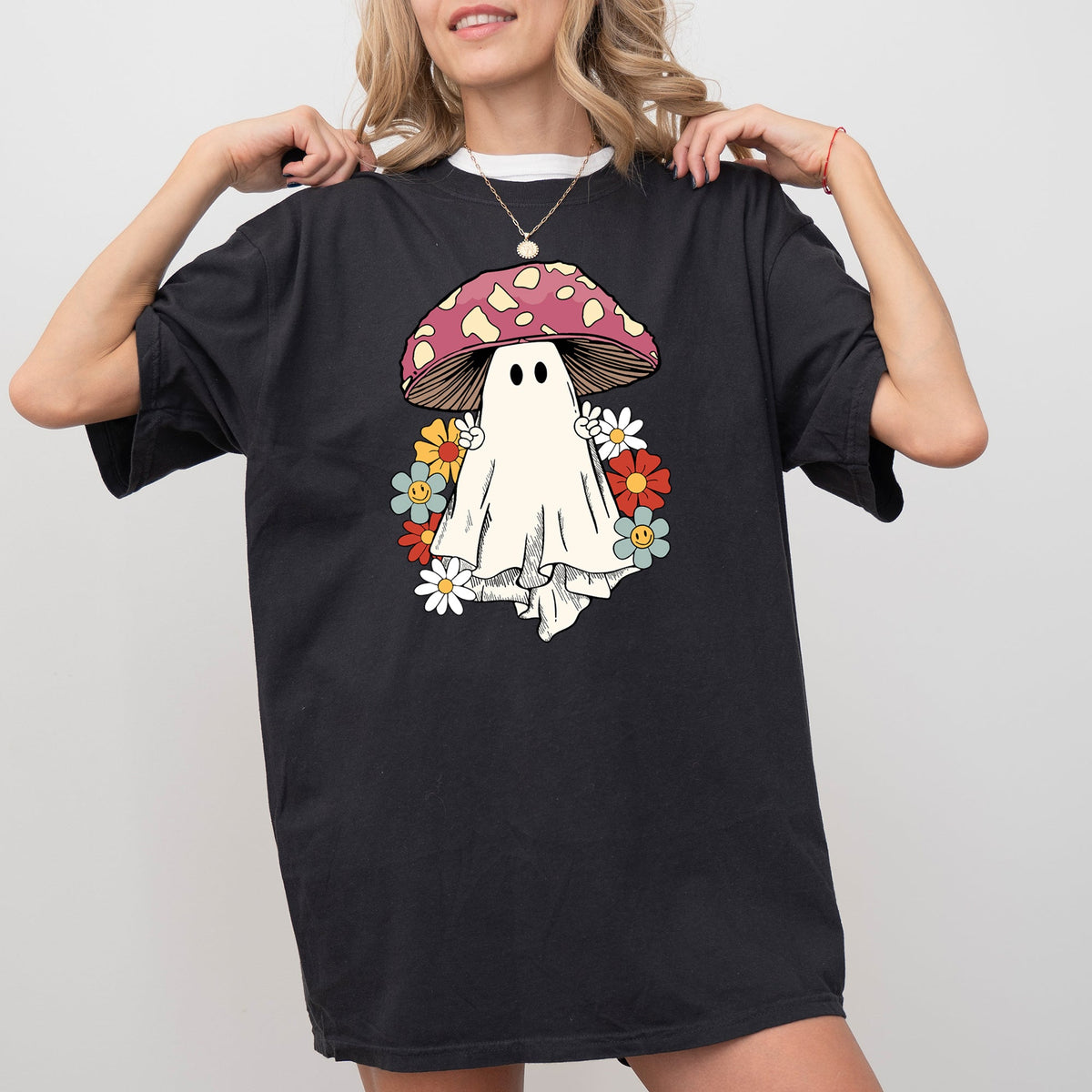 Mushroom Ghost Skeleton Spooky Witch Halloween Meme Costume Aesthetic Comfort Colors Tee Refinery No. 1