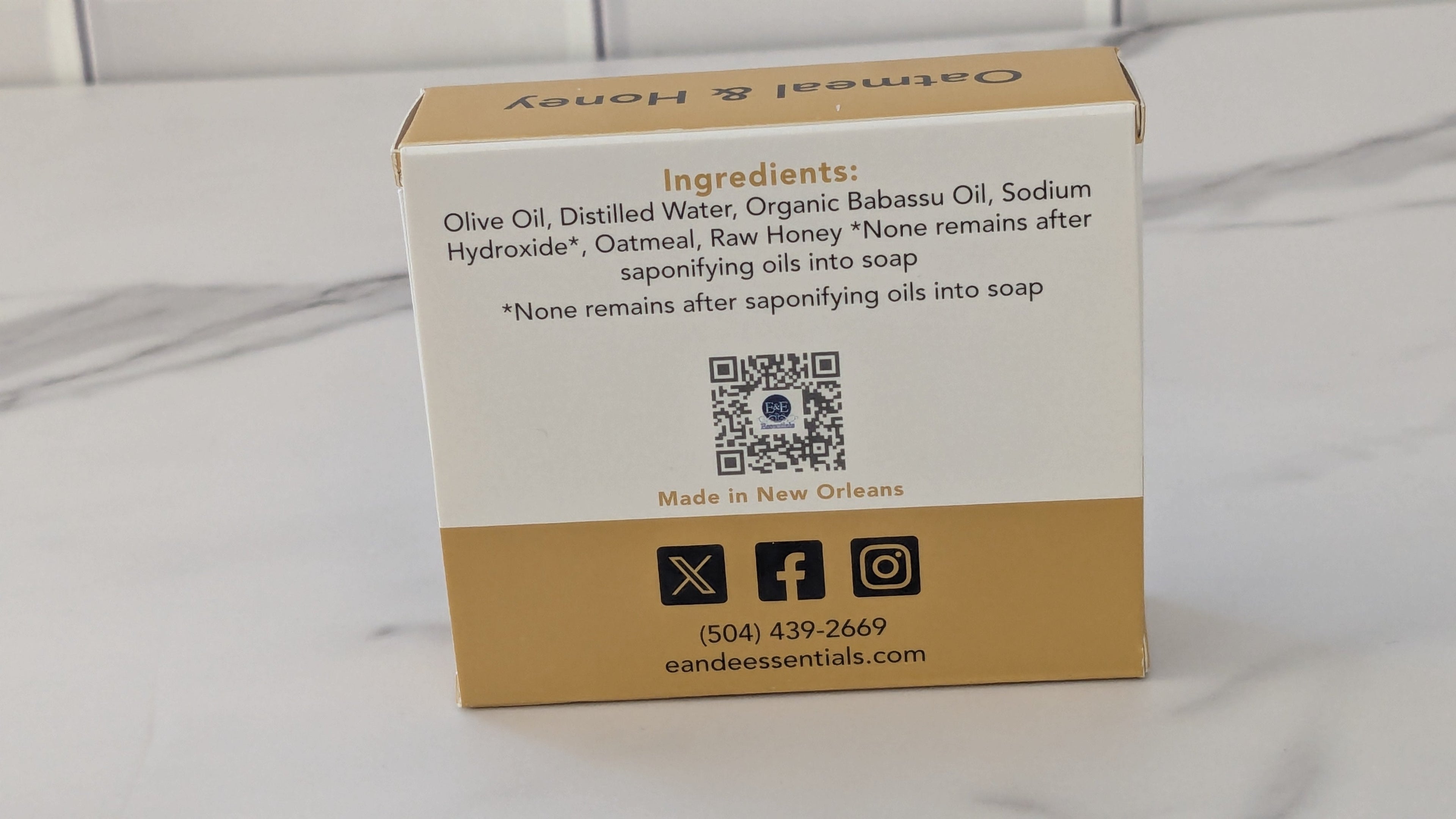 Oatmeal & Honey Bar Soap (Coconut Oil Free) E & E Essentials