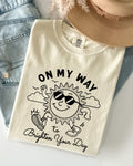 On My Way To Brighten Your Day Sunshine Summer Vibes Positivity Mental Health Comfort Colors Tee Refinery No. 1