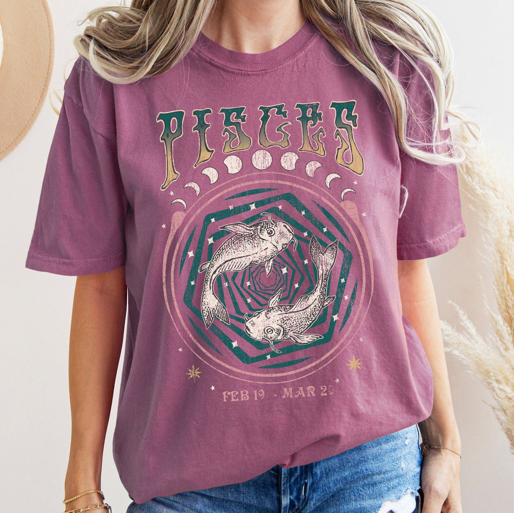 Pisces Zodiac Comfort Colors Tees, Horoscope, Astrology Refinery No. 1