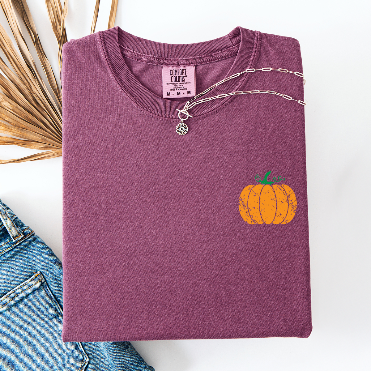 Mama Pumpkin Pattern Watercolor Leopard Pumpkins With Hand-Painted Bouquet Comfort Colors Tee Refinery No. 1