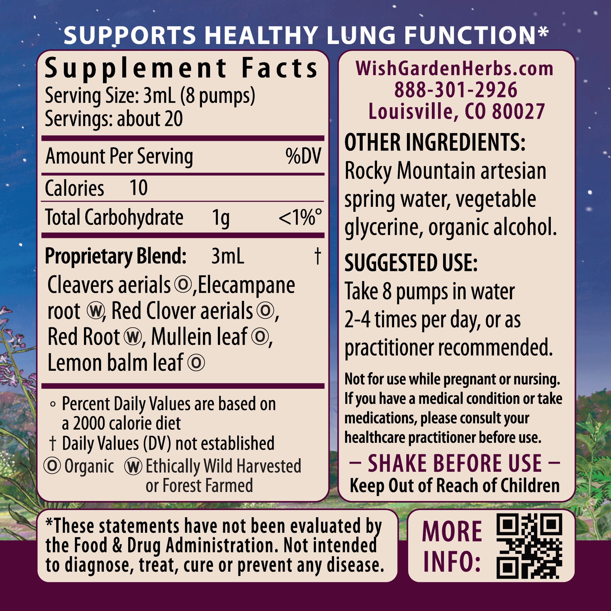 Respiratory Strength, Daily Support WishGarden Herbs