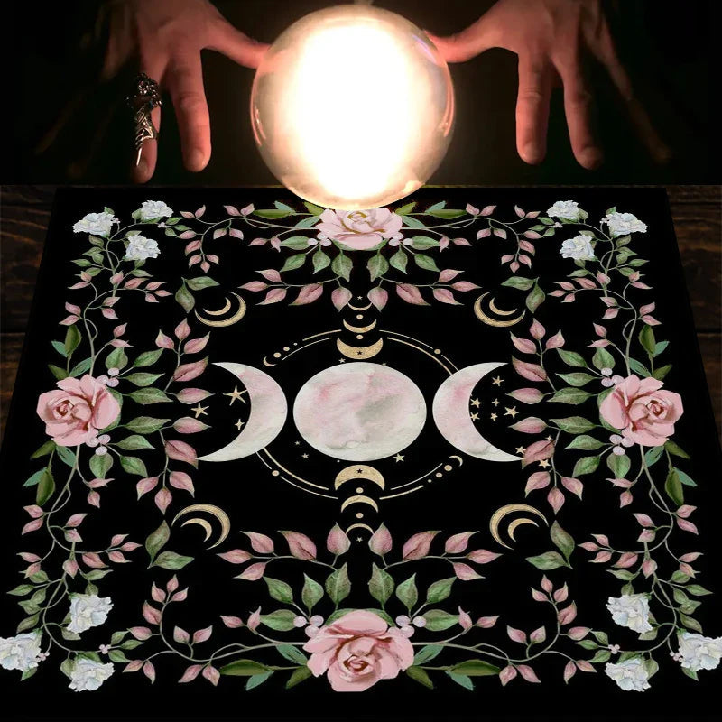 Cottagecore Triple Moon Altar Cloth Green Witch Creations