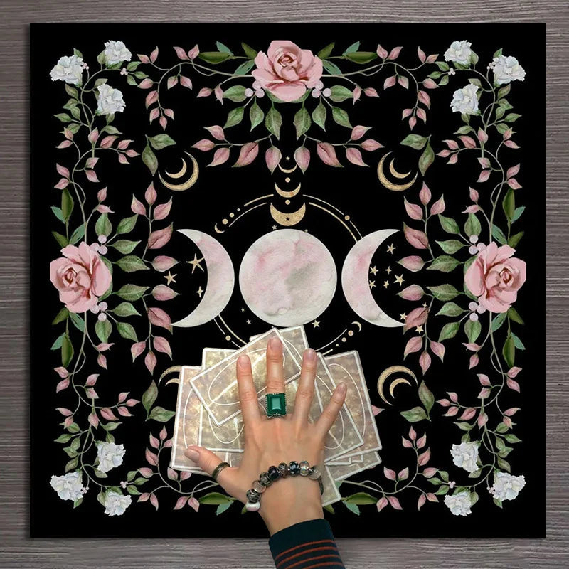 Cottagecore Triple Moon Altar Cloth Green Witch Creations