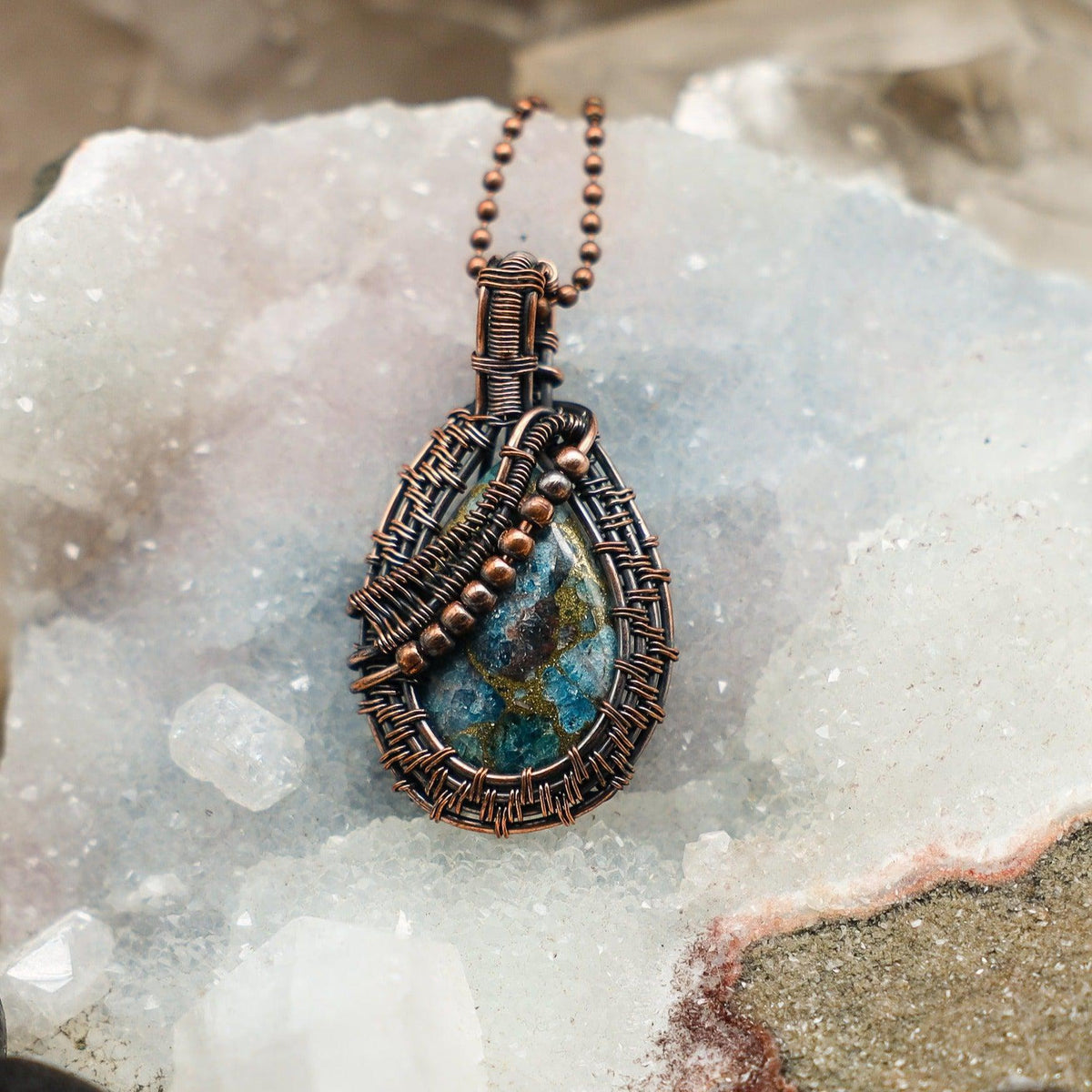 Sea Sediment Jasper Crystal Wire Wrap Pendant 2.25" Crystal Destiny