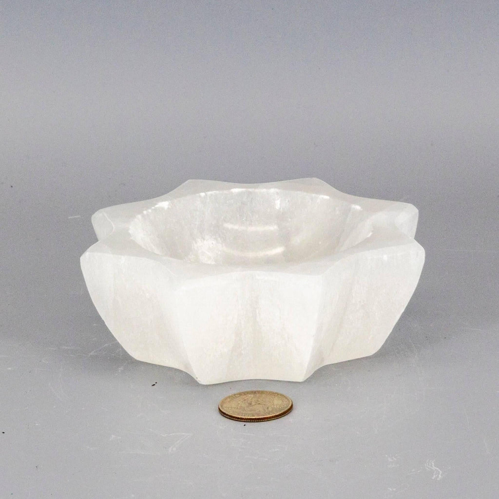 Selenite Crystal Carved Eight-Point Star Altar Bowl Crystal Destiny