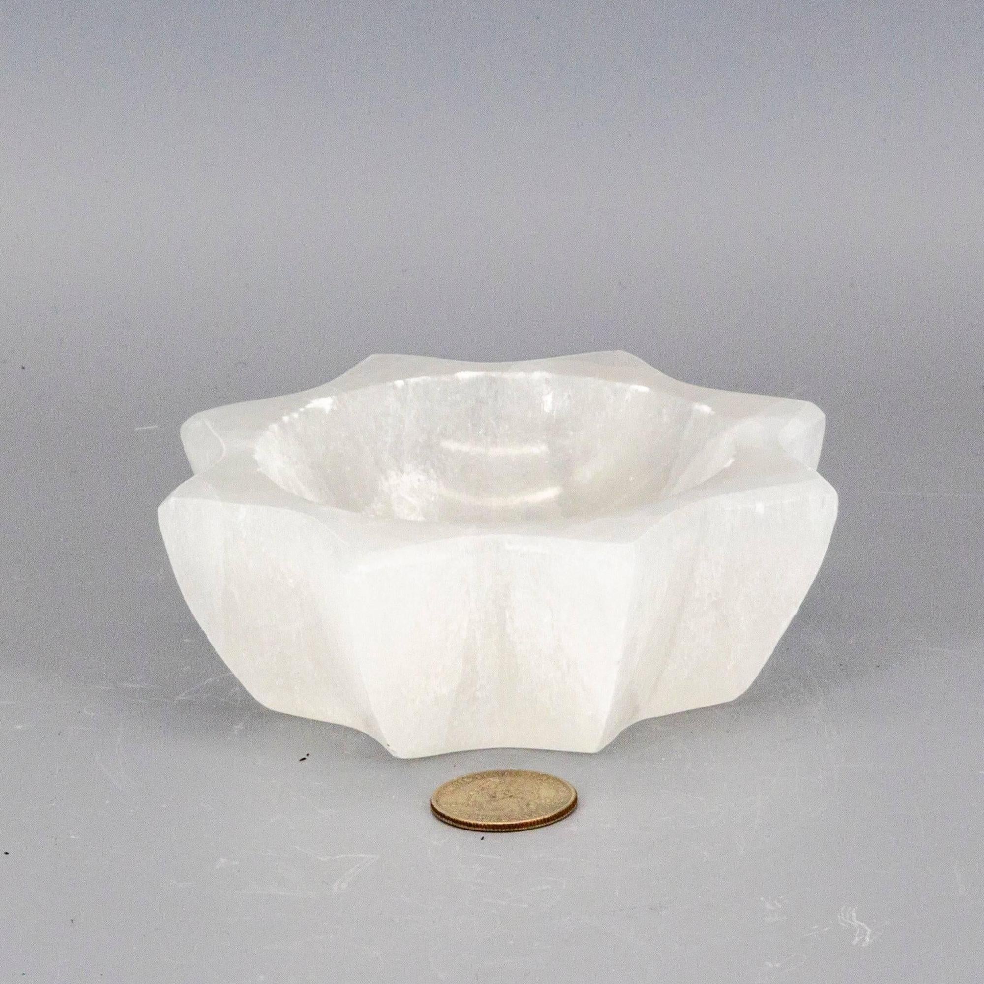 Selenite Crystal Carved Eight-Point Star Altar Bowl Crystal Destiny