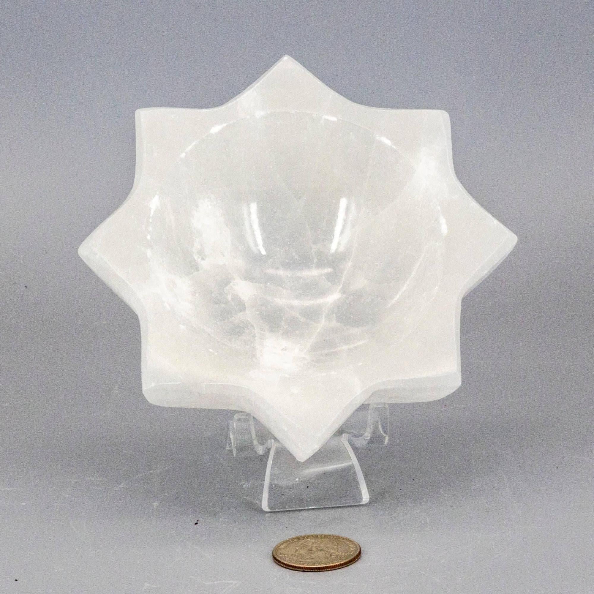 Selenite Crystal Carved Eight-Point Star Altar Bowl Crystal Destiny