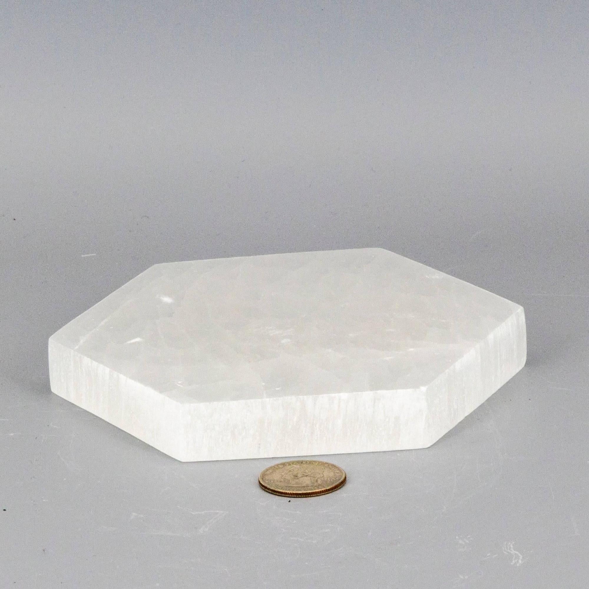 Selenite Crystal Hexagonal Charging Plate Polished Crystal Destiny