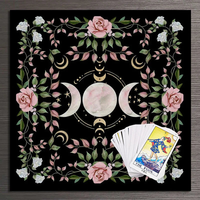 Cottagecore Triple Moon Altar Cloth Green Witch Creations