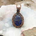 Sodalite Copper Wire Wrapped Oval Pendant 2.25" Crystal Destiny