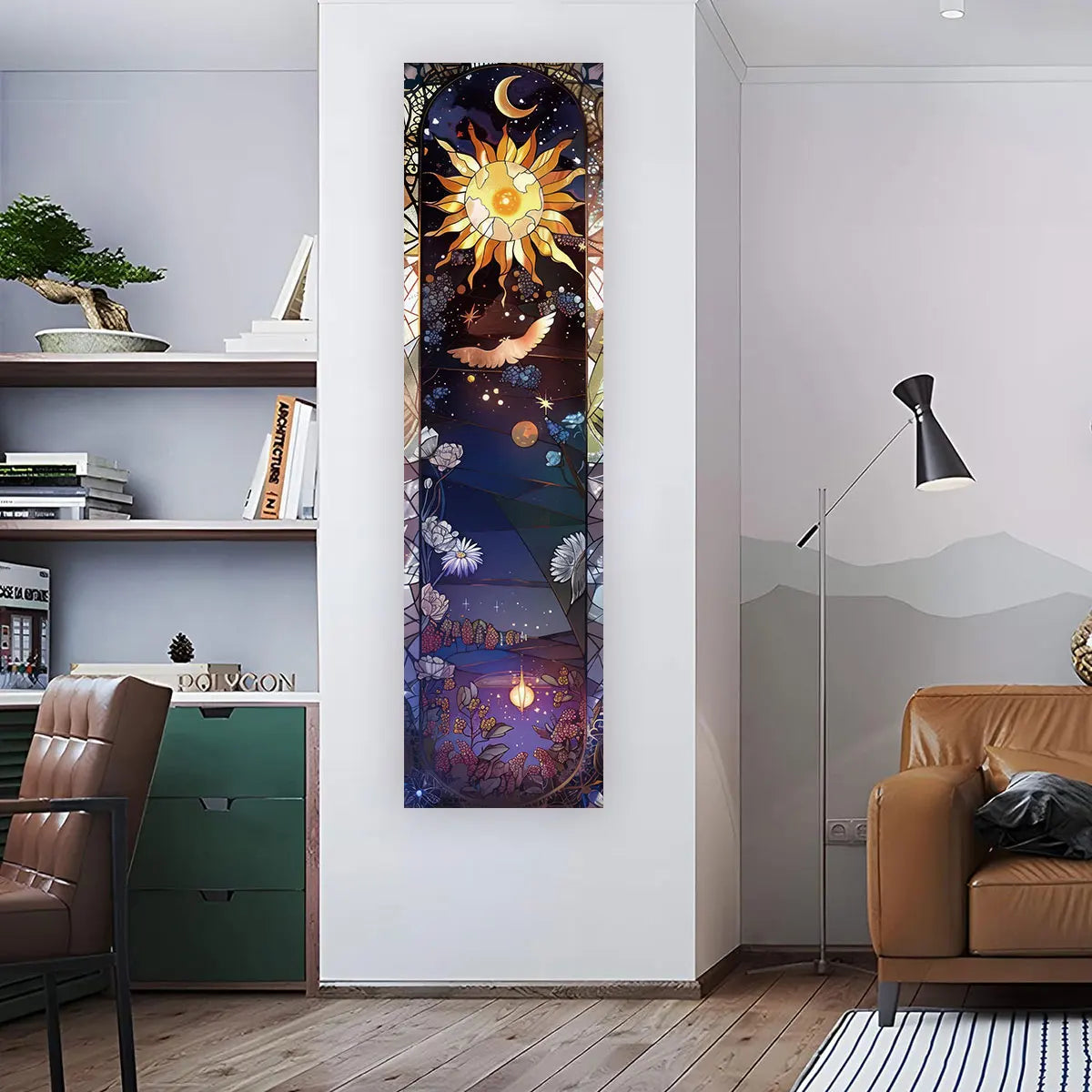 Witchy Sun & Moon Banner Tapestry Green Witch Creations
