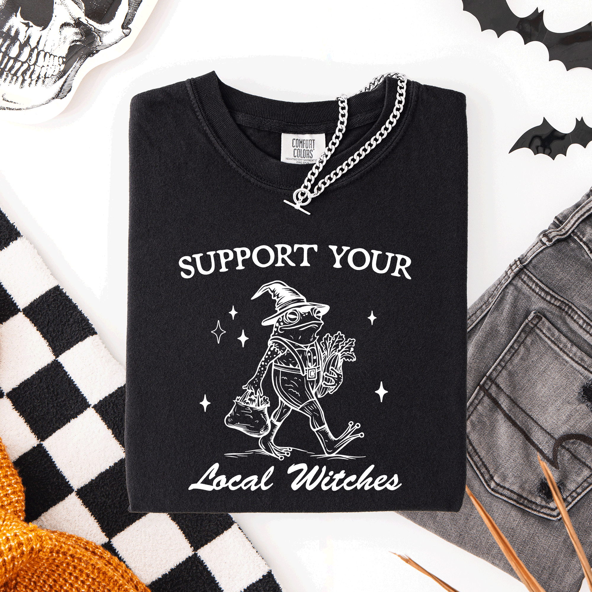 Support Your Local Witches, Frog, Halloween, Witch, Comfort Colors T-Shirt Refinery No. 1