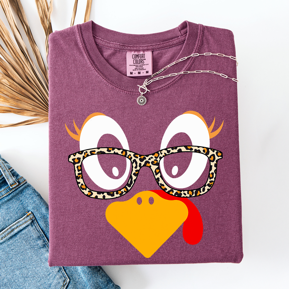 Thanksgiving Teacher Turkey Leopard Print Watercolor Design Collection Comfort Colors Tee Refinery No. 1