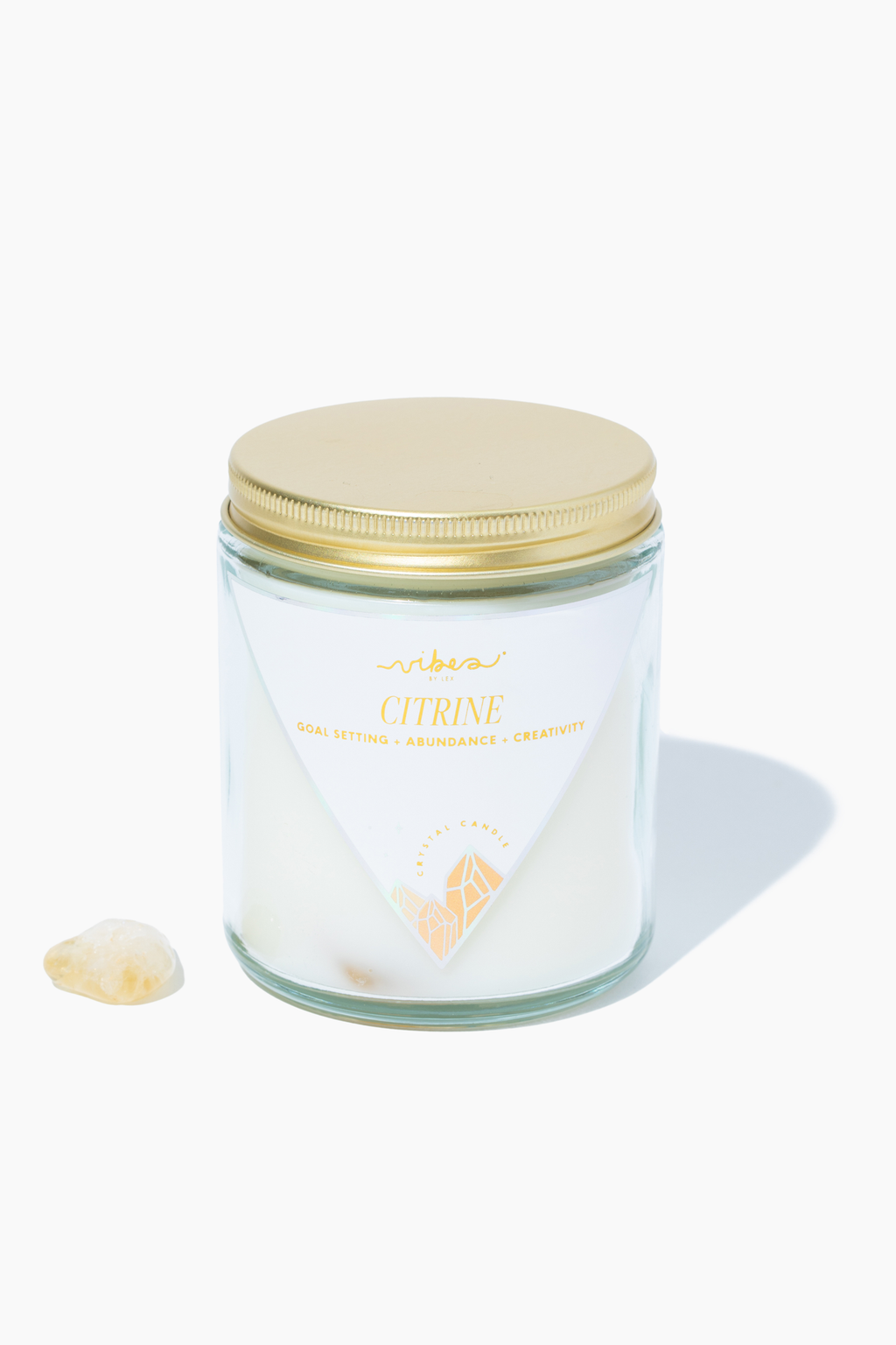 7.5oz Crystal Candle - Citrine - Goal Setting + Abundance + Creativity Vibes Candles™