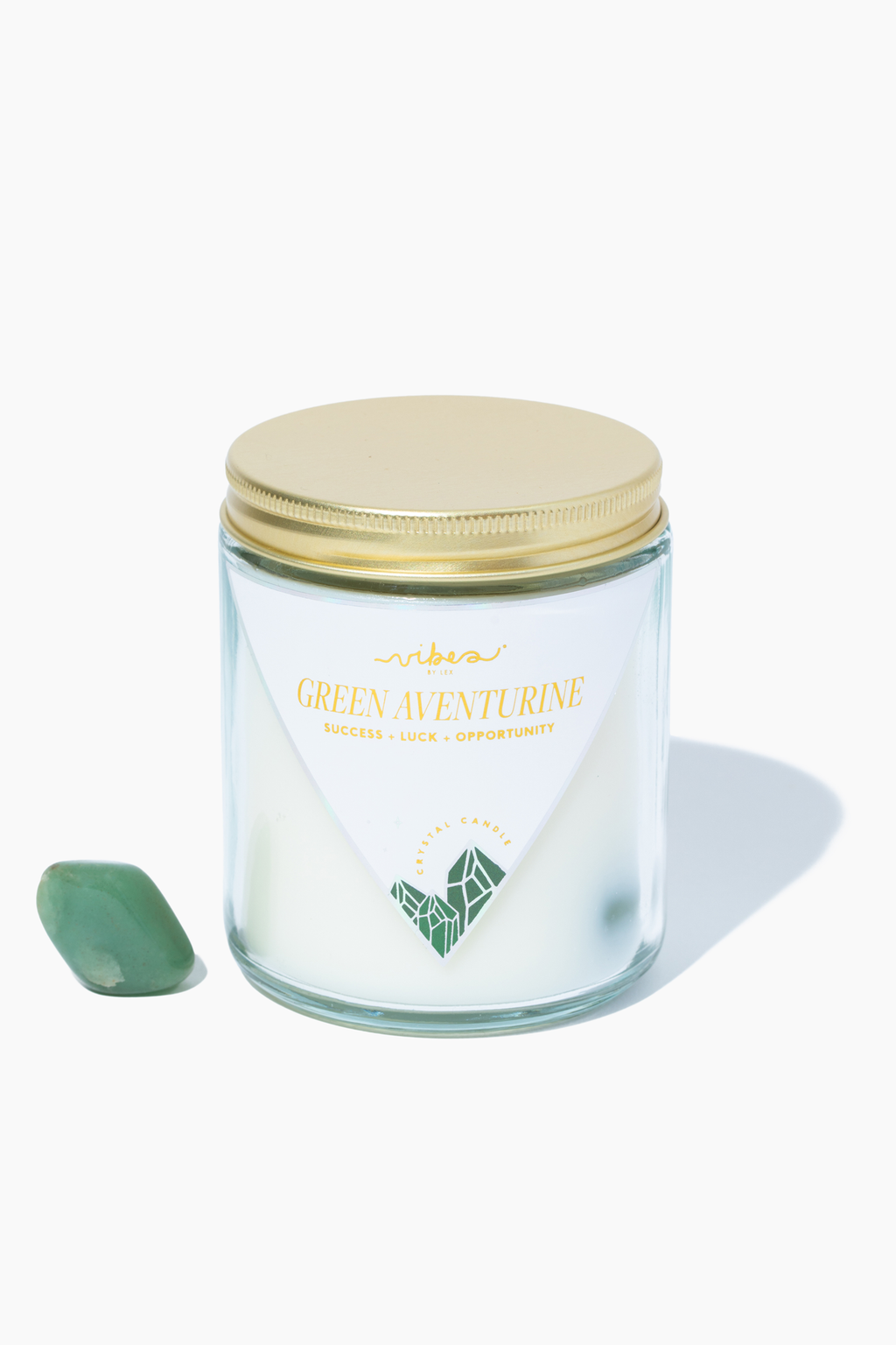 7.5oz Crystal Candle - Green Aventurine - Luck + Opportunity + Success Vibes Candles™