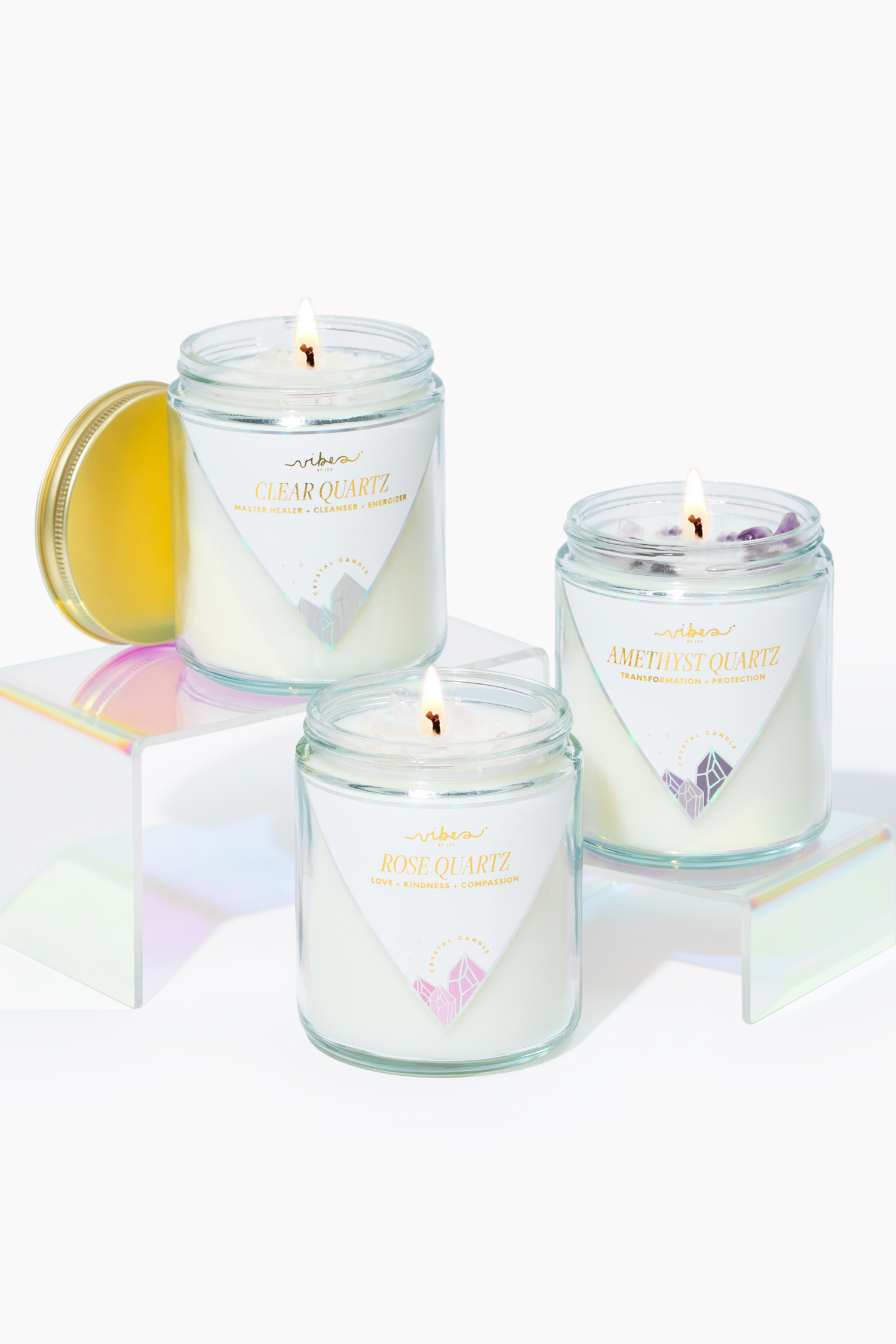 7.5oz Crystal Candle - Green Aventurine - Luck + Opportunity + Success Vibes Candles™