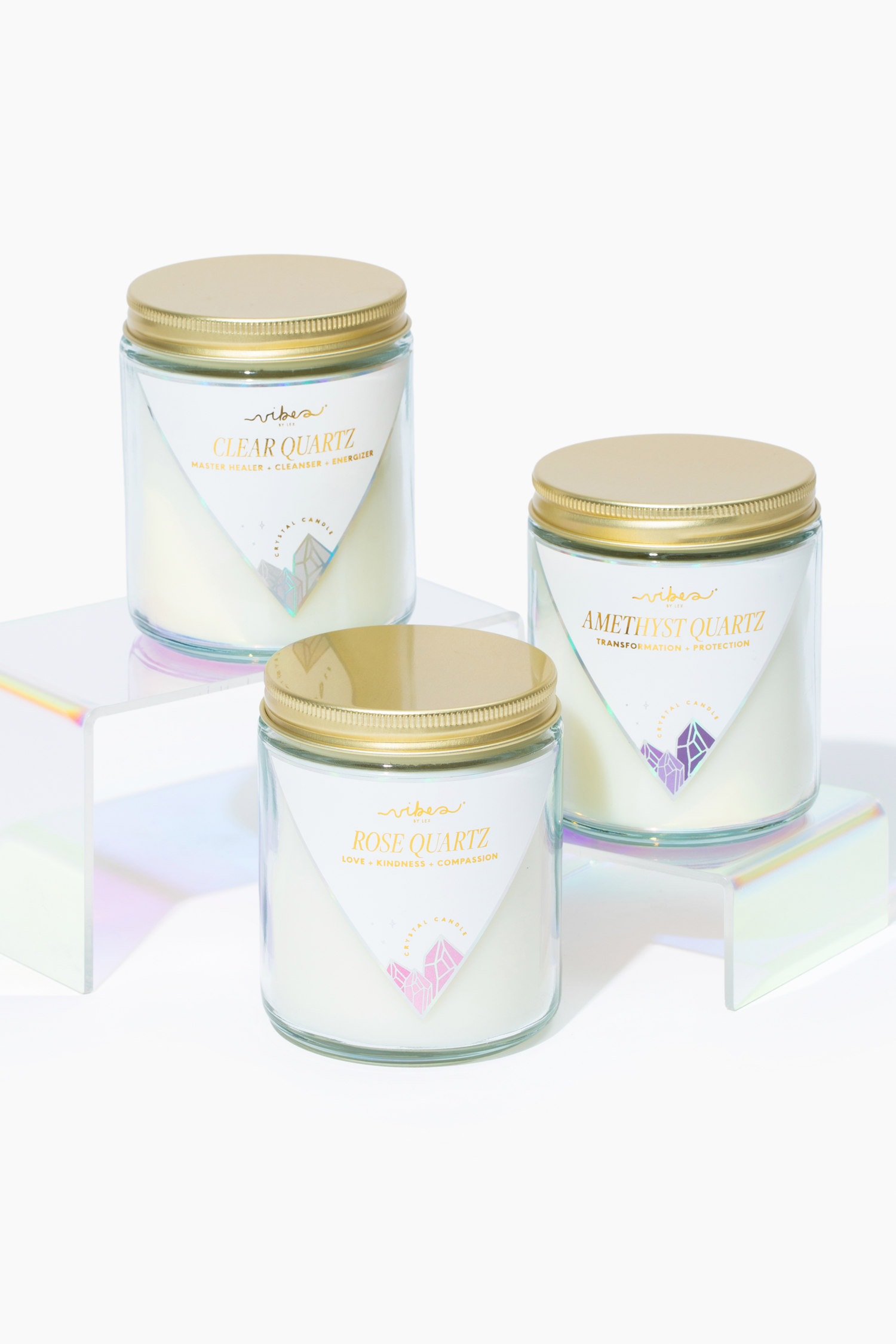 7.5oz Crystal Candle - Rose Quartz - Love + Kindness + Compassion Vibes Candles™