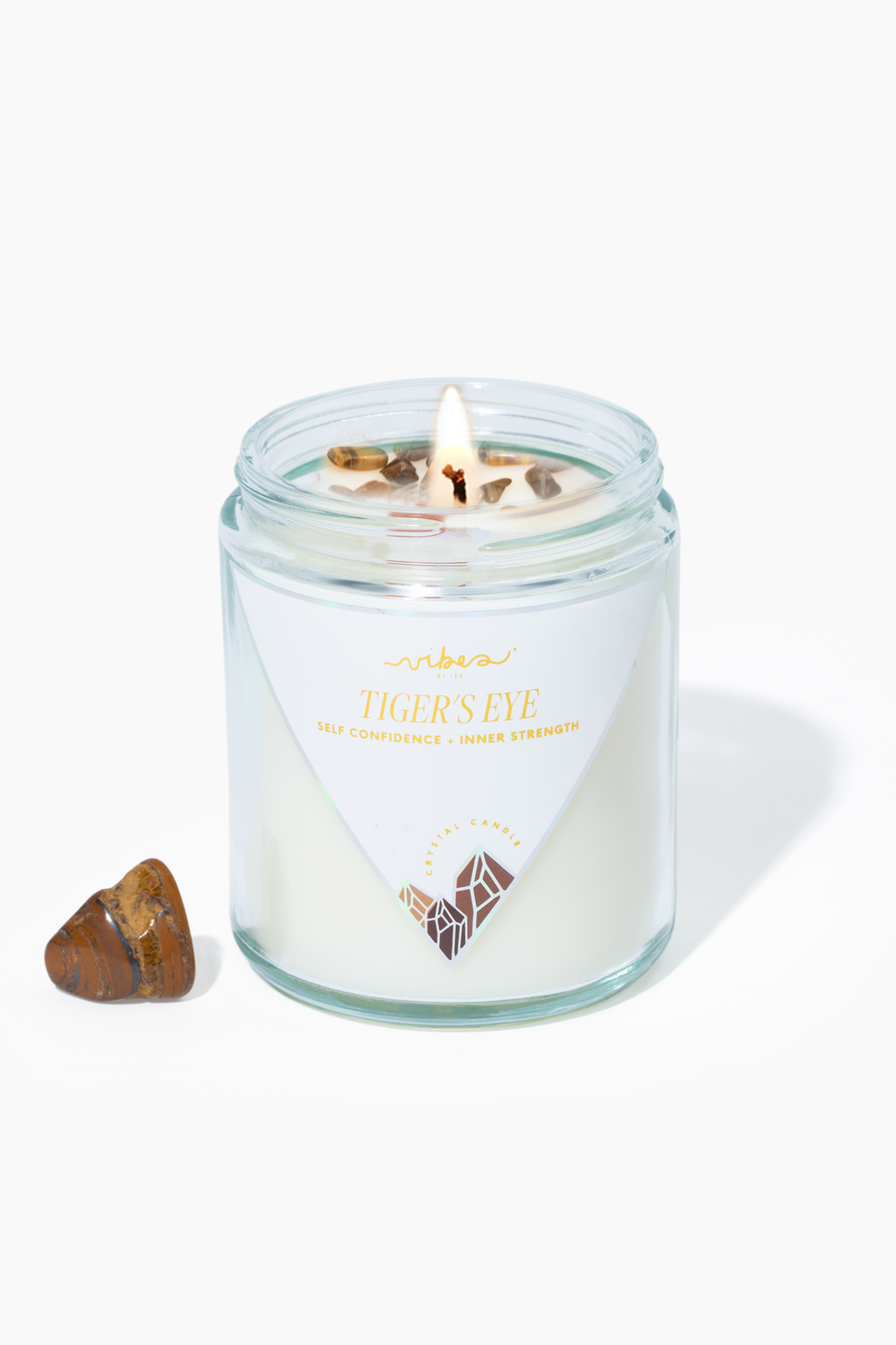 7.5oz Crystal Candle - Tiger's Eye - Courage + Empowerment Vibes Candles™