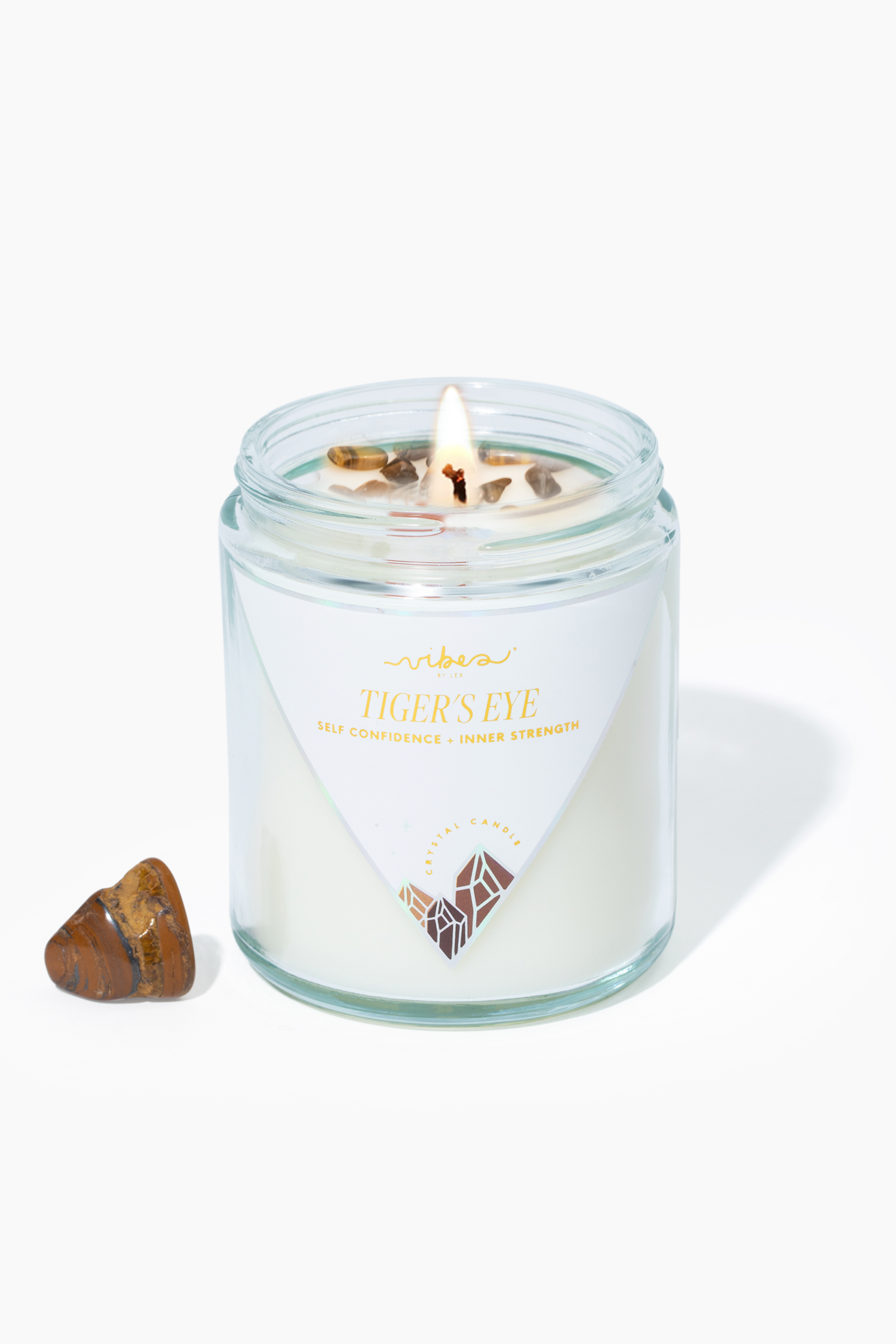 7.5oz Crystal Candle - Tiger's Eye - Courage + Empowerment Vibes Candles™