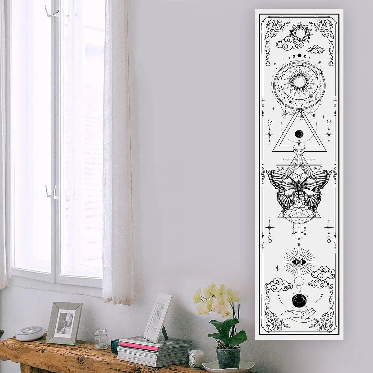 Witchy Sun & Moon Banner Tapestry Green Witch Creations