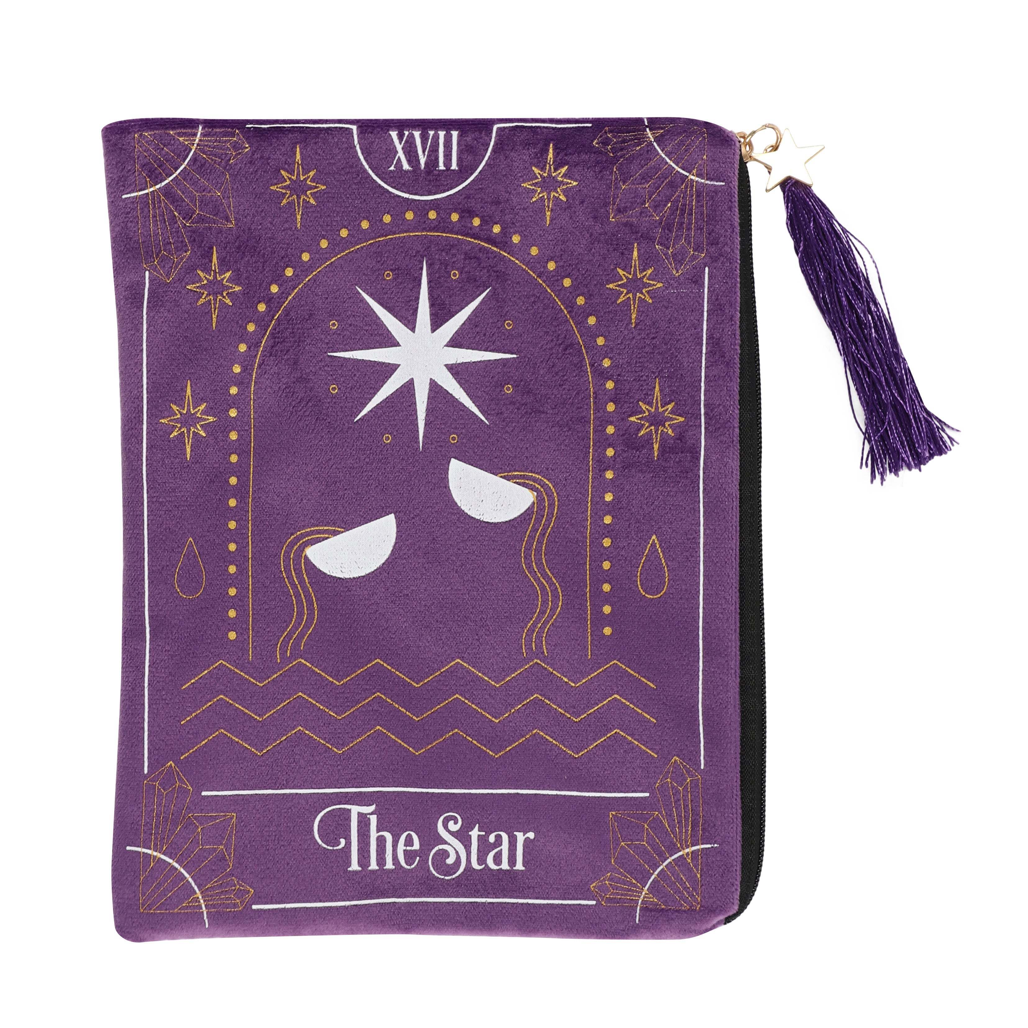 The Star Purple Velvet Zippered Tarot Card Bag Enchanted Jewelry & Gifts