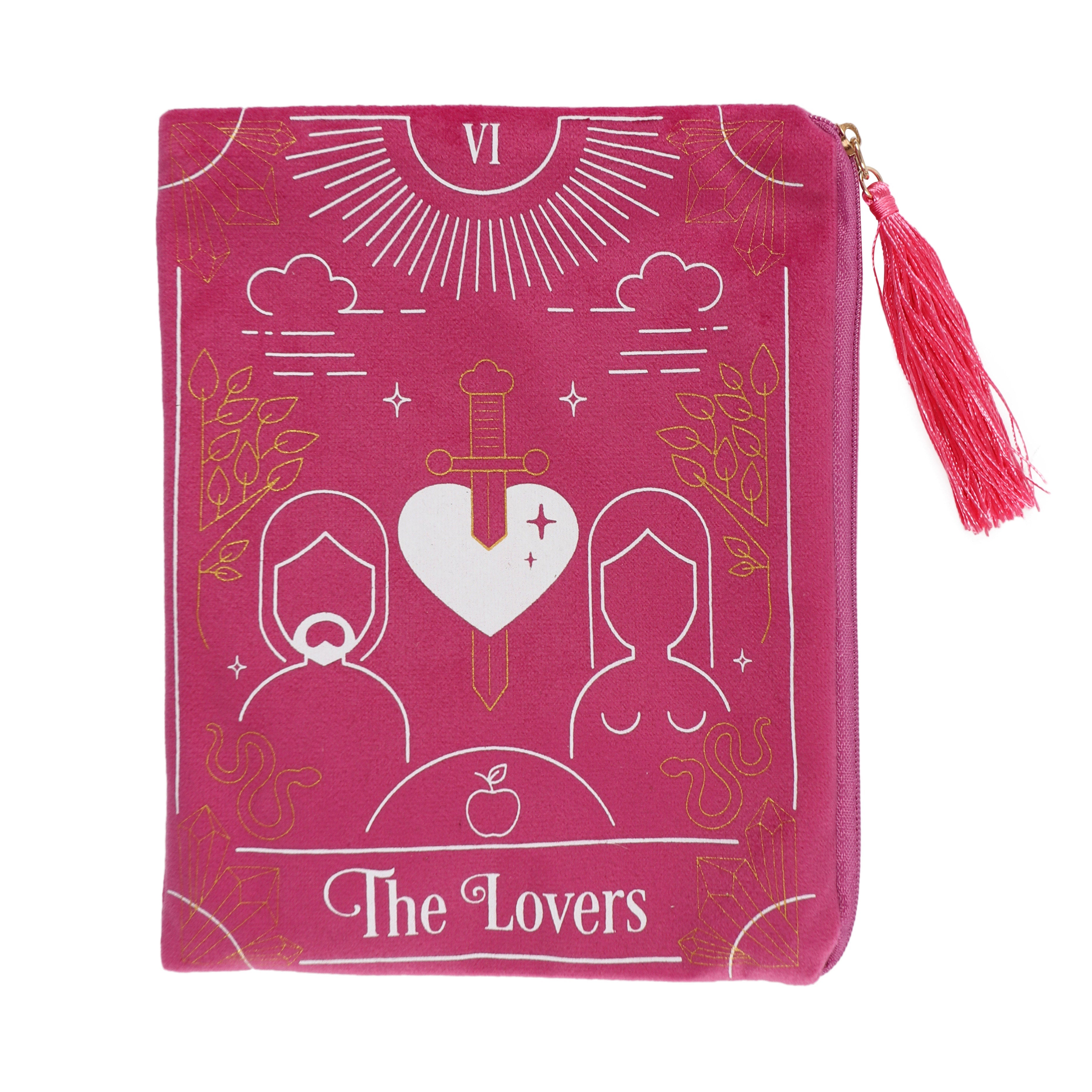 The Lovers Pink Velvet Zippered Tarot Card Bag Enchanted Jewelry & Gifts