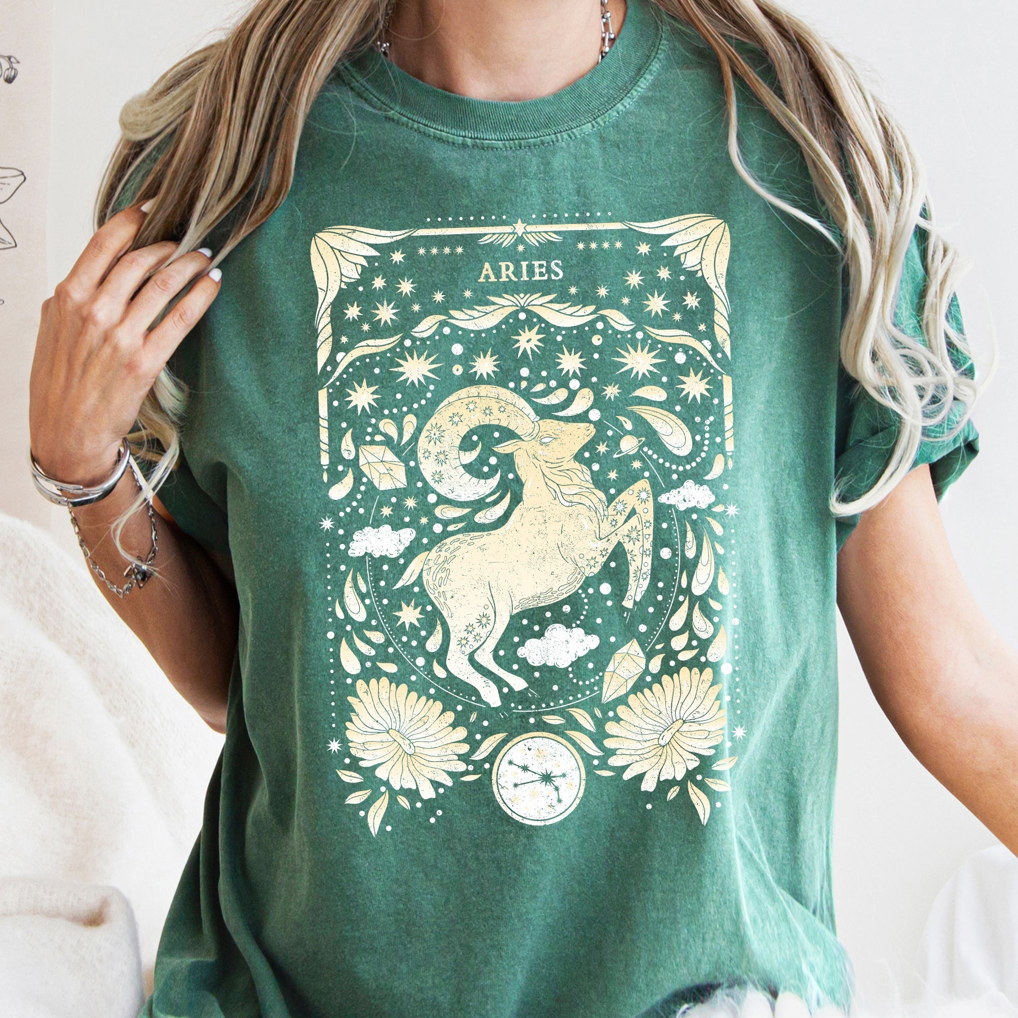 Aries Celestial Zodiac Comfort Colors Tees, Horoscope, Astrology Refinery No. 1