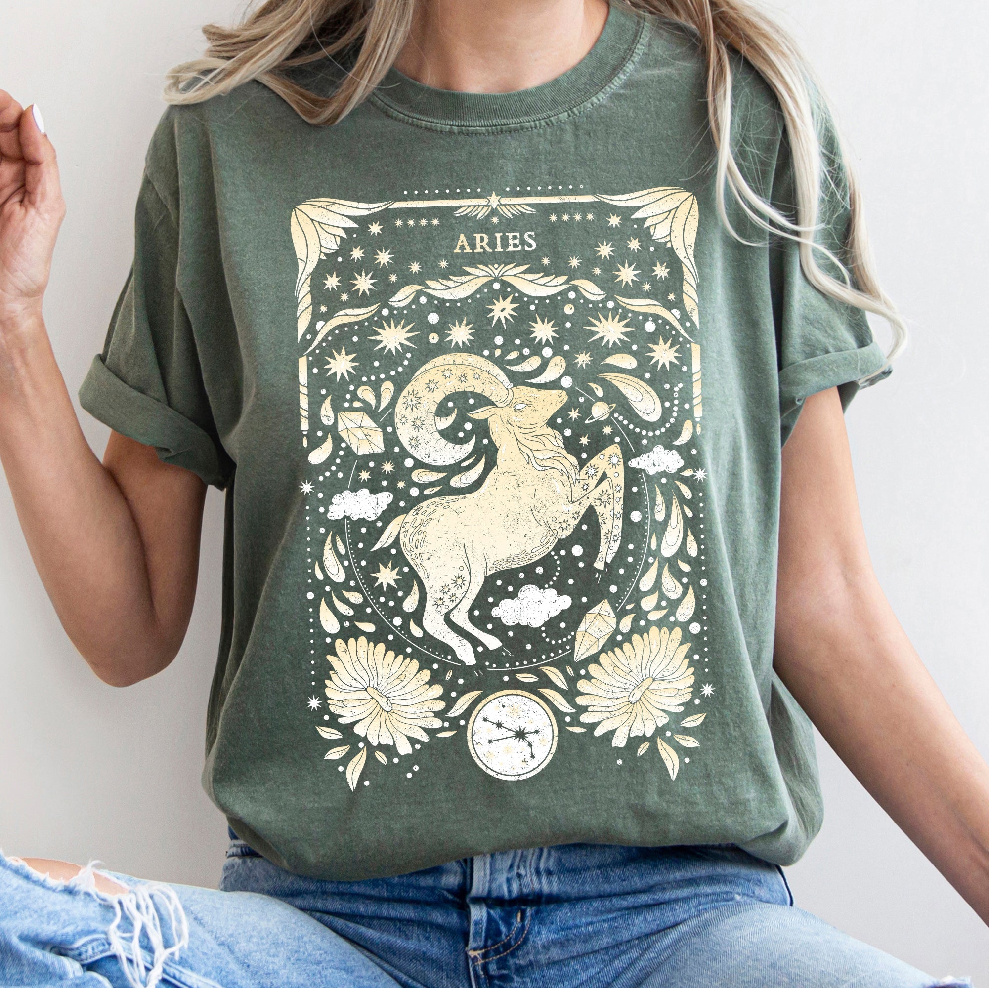 Aries Celestial Zodiac Comfort Colors Tees, Horoscope, Astrology Refinery No. 1