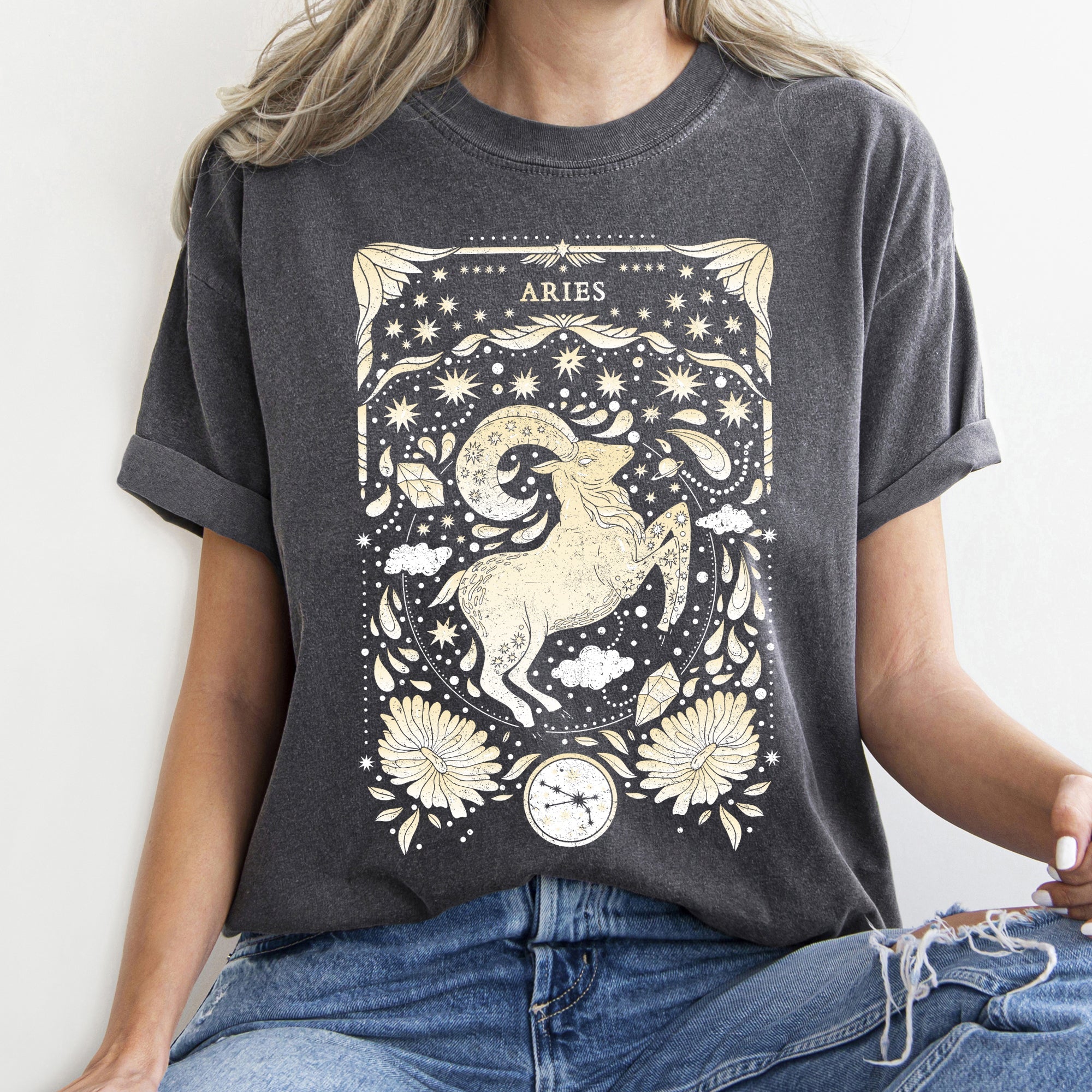 Aries Celestial Zodiac Comfort Colors Tees, Horoscope, Astrology Refinery No. 1