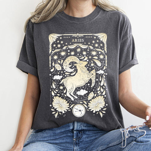 Aries Celestial Zodiac Comfort Colors Tees, Horoscope, Astrology Refinery No. 1