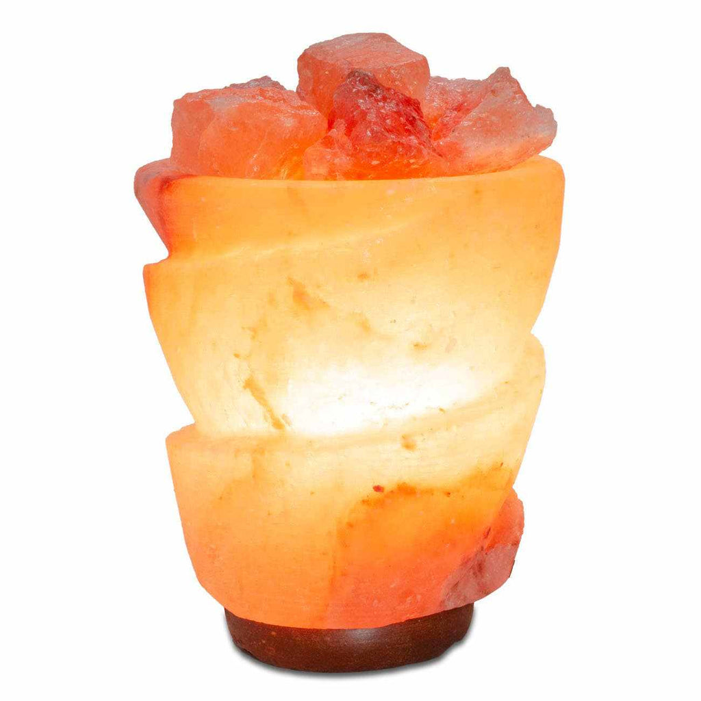 Funnel w/ Chunks Salt Lamp  - 9.5" avg. - Cord, Bulb, Dimmer Sacred Crystals
