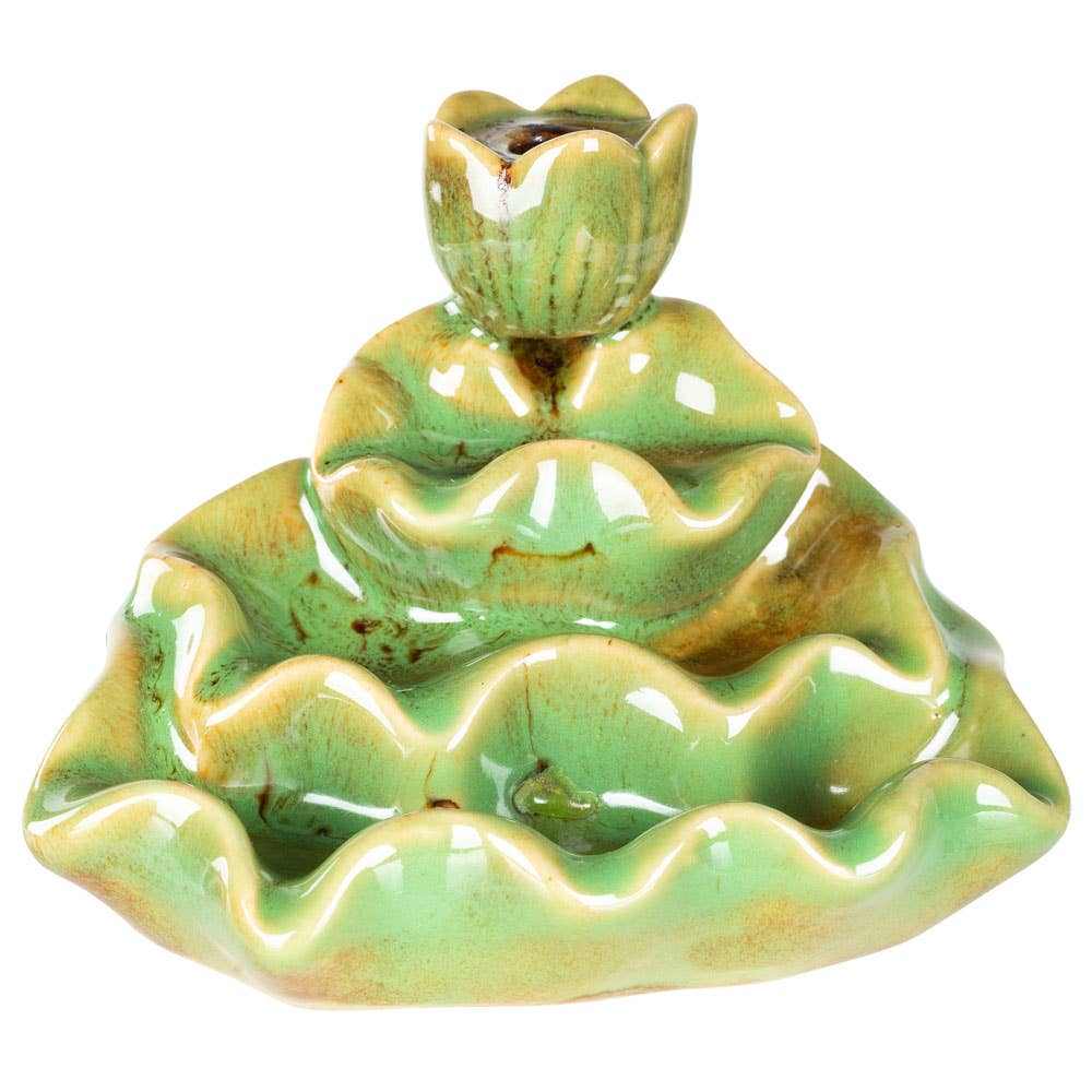 Green Lotus Backflow Incense Burner Sacred Crystals