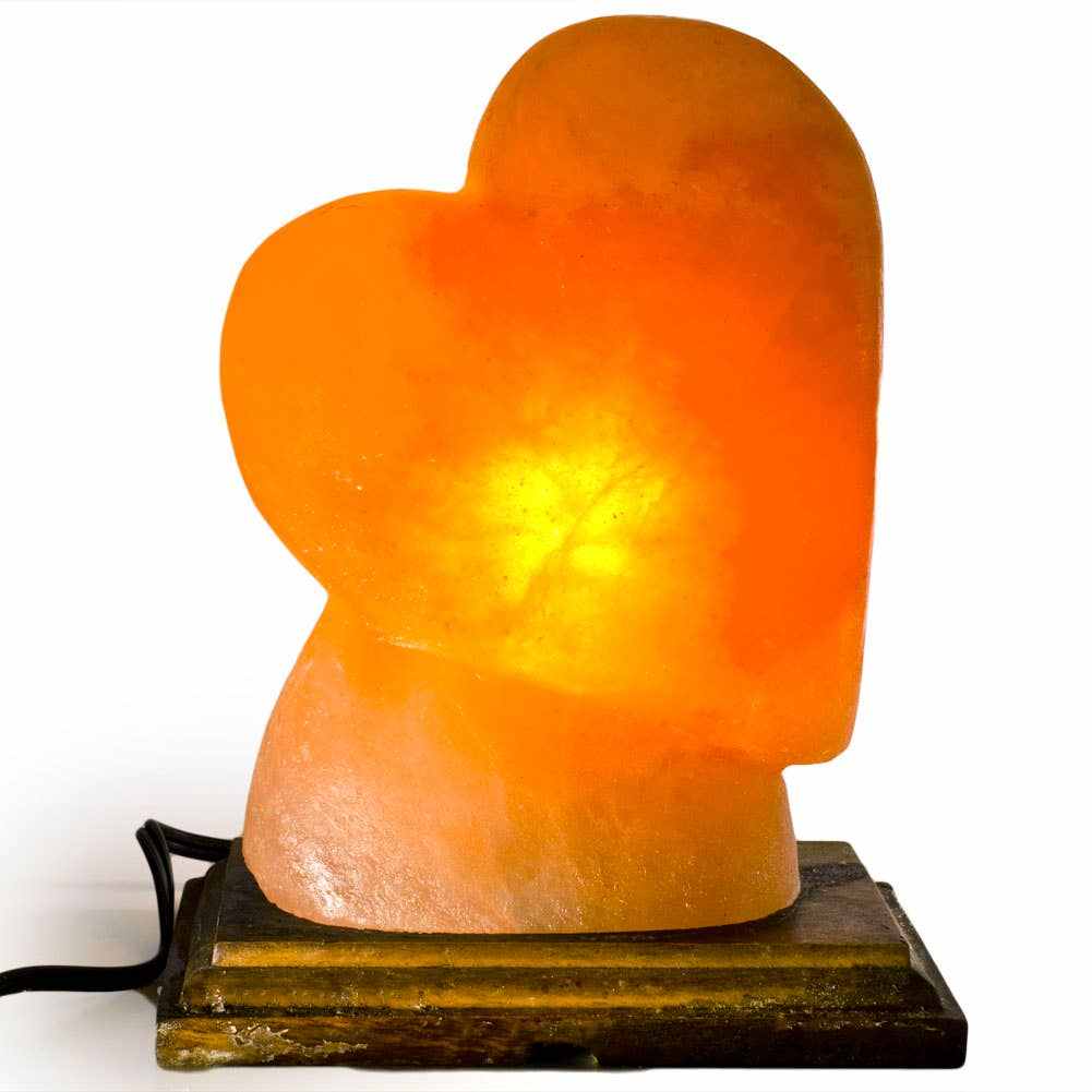 Heart Shaped Salt Lamp  - 10" avg. - Cord, Bulb, Dimmer Sacred Crystals