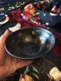 Matte Black Dishes w/ Gold Luster Witches Runes - For Scrying or Dinnerware Keven Craft Rituals