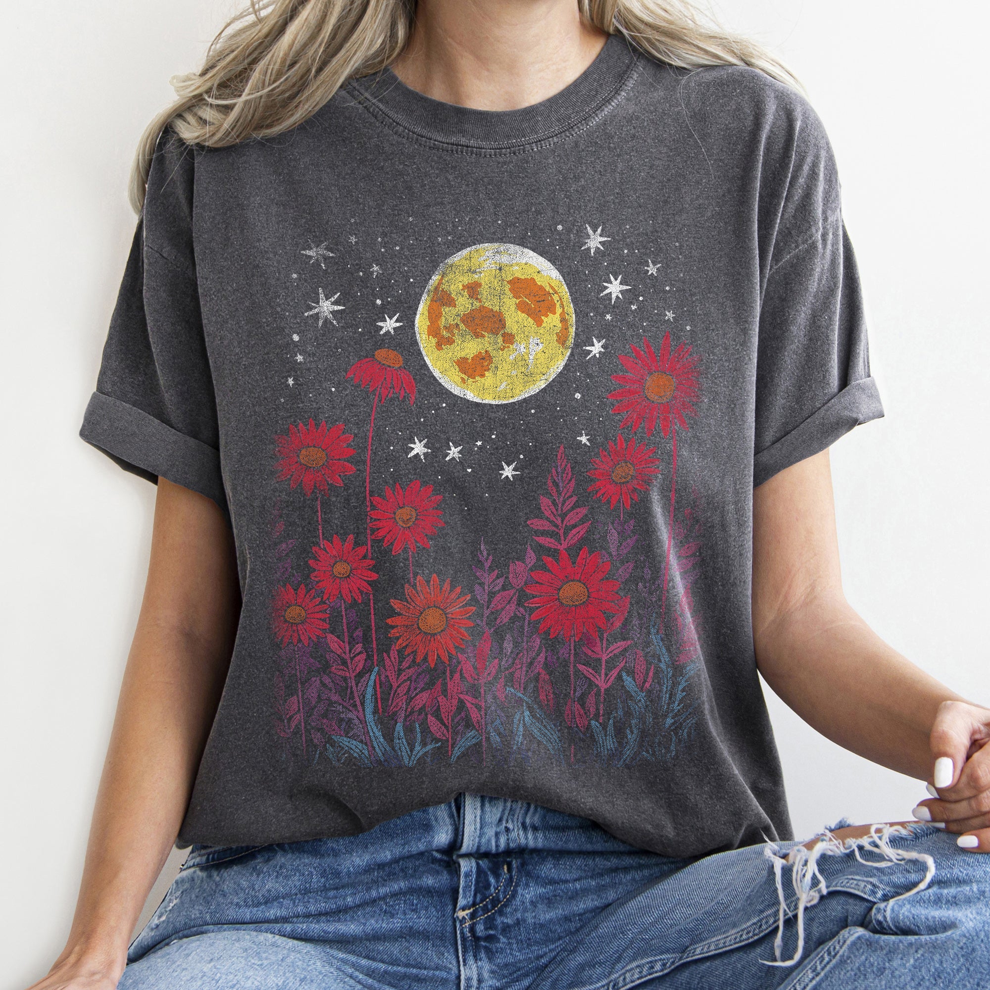 Bohemian Garden Moon Comfort Colors Tee Refinery No. 1