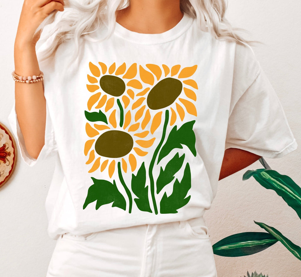 Boho Botanical Sunflower Art Nouveau Floral Comfort Colors Tshirt Refinery No. 1