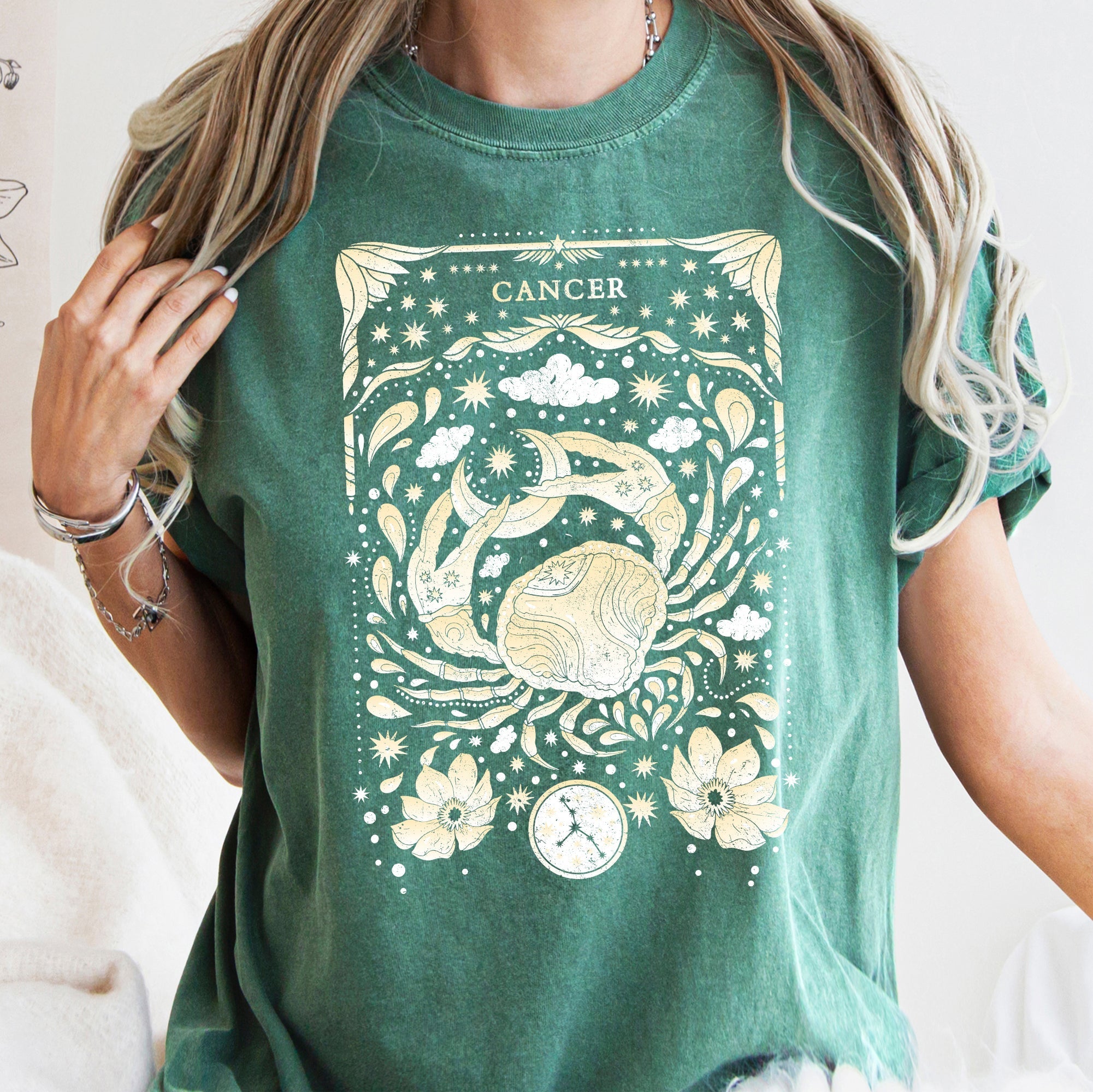Cancer Celestial Zodiac Comfort Colors Tees, Horoscope, Astrology Refinery No. 1