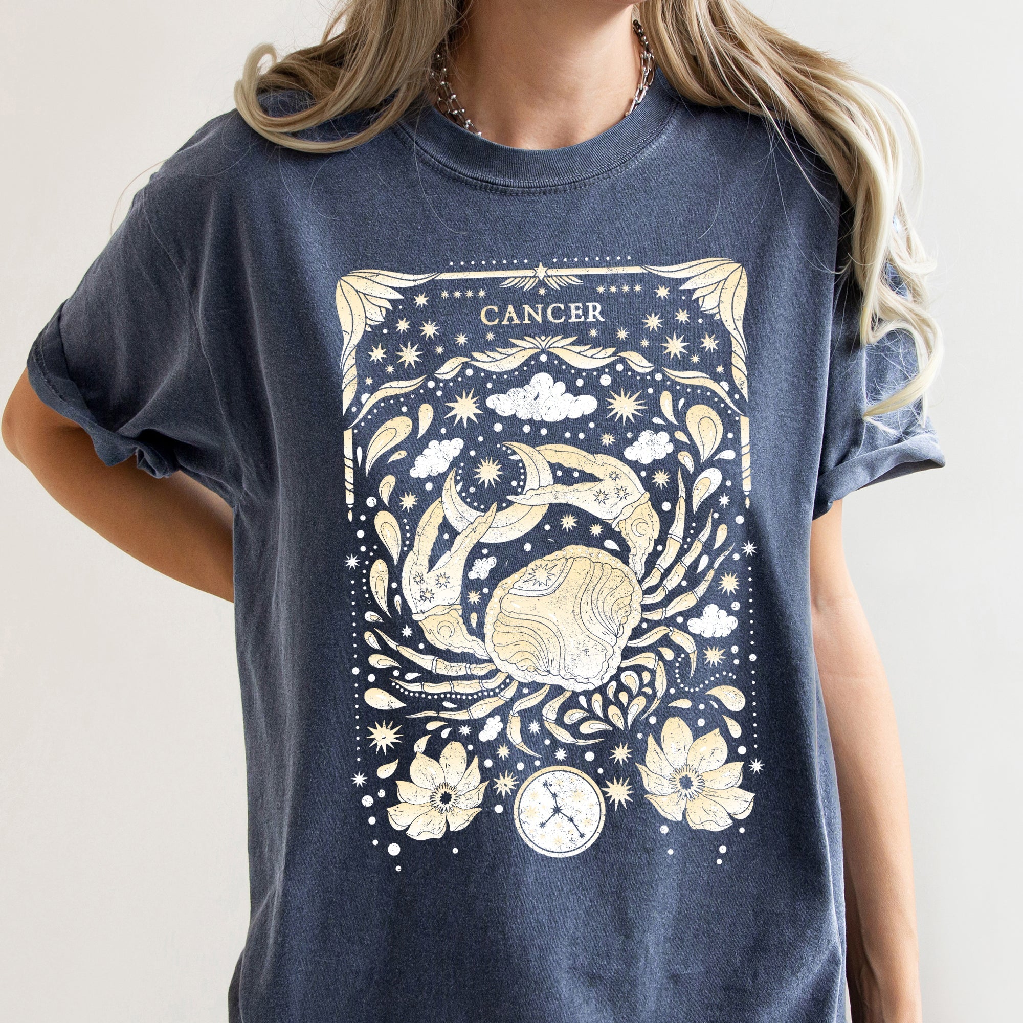 Cancer Celestial Zodiac Comfort Colors Tees, Horoscope, Astrology Refinery No. 1